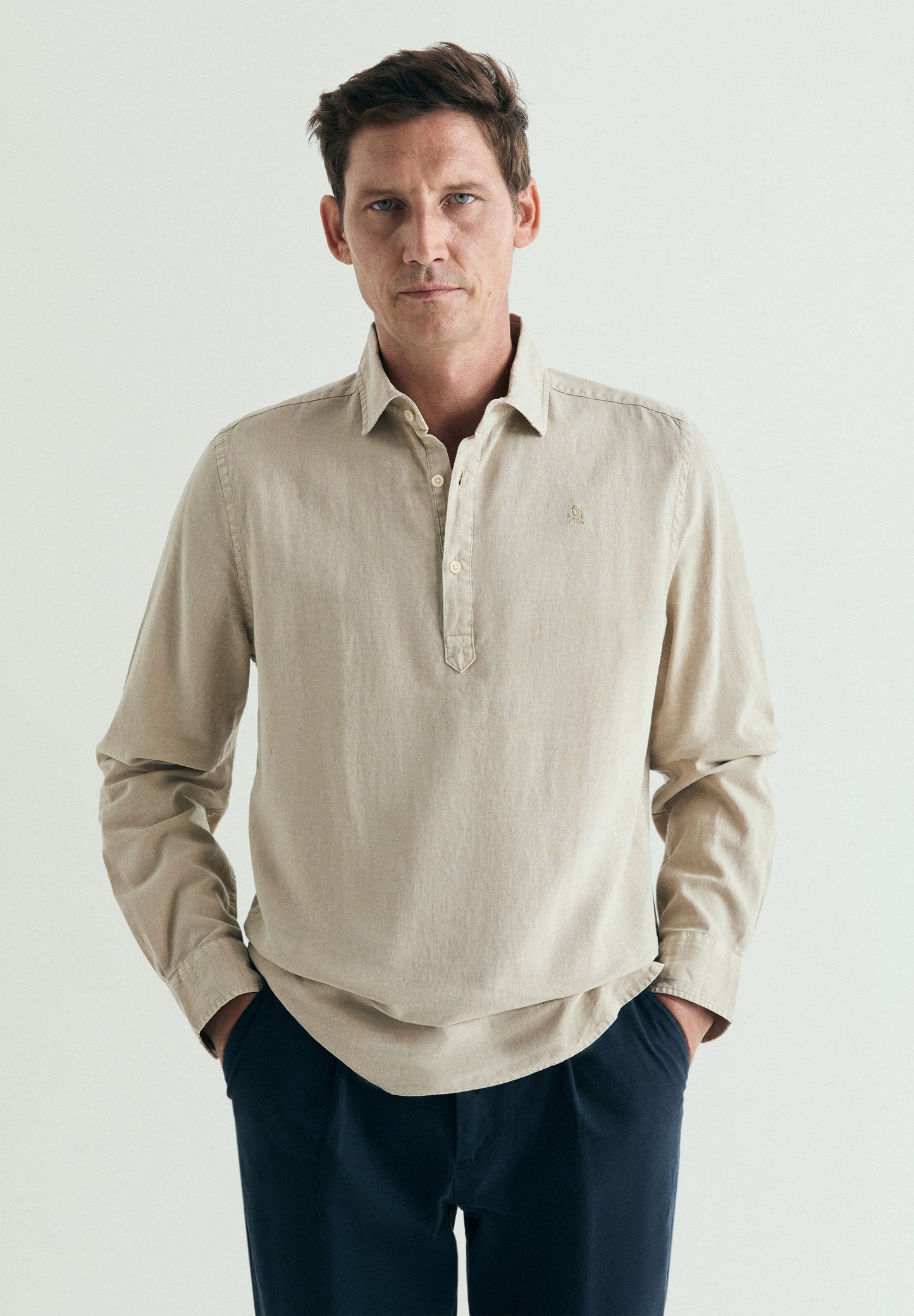 REGULAR FIT LINEN POLO SHIRT