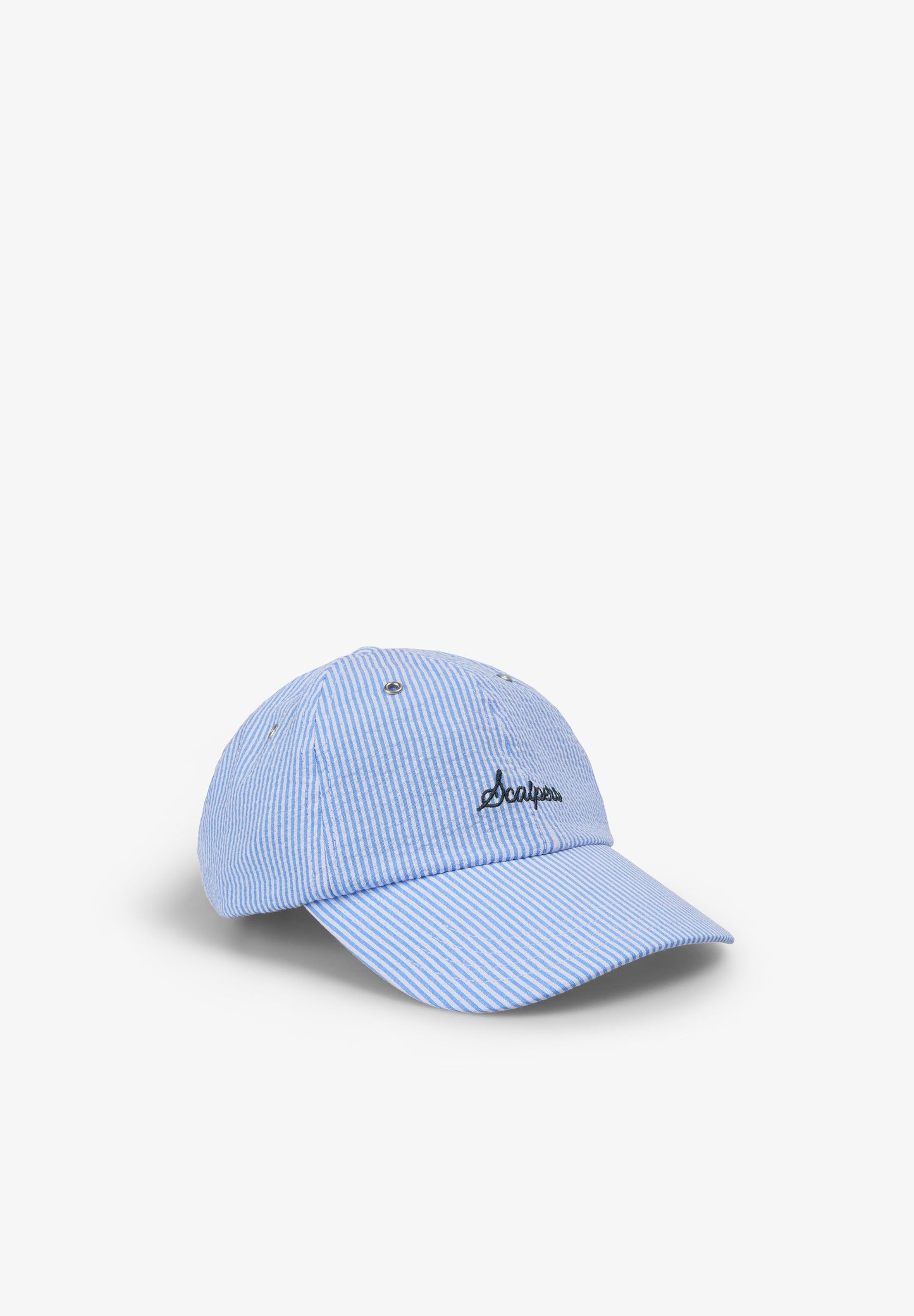 STRIPED CAP WITH EMBROIDERED DETAIL