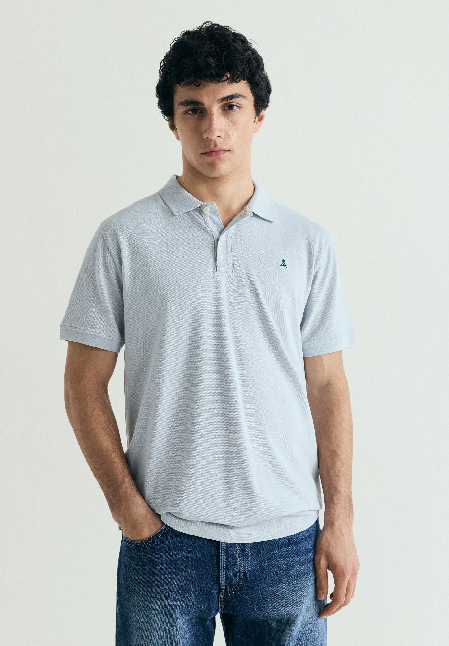 PIQUÉ POLO SHIRT WITH CONTRAST SKULL