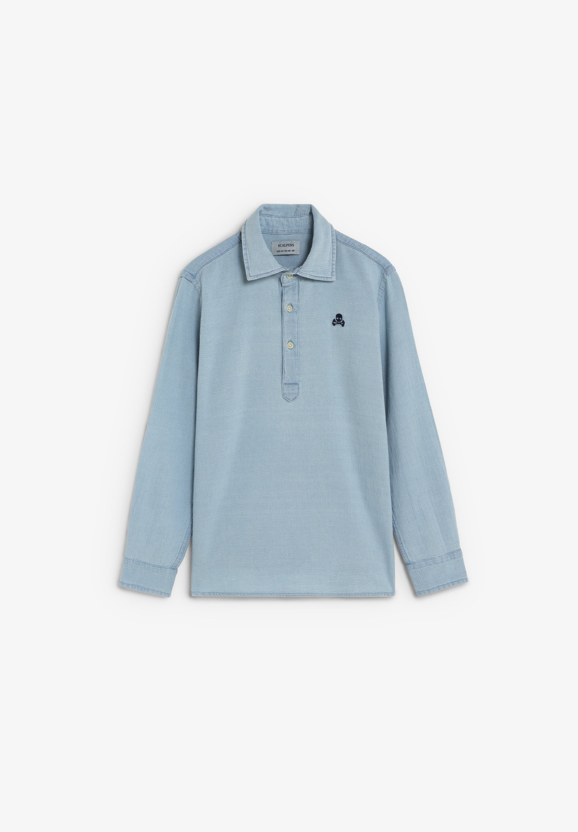 LONG SLEEVE DENIM POLO SHIRT