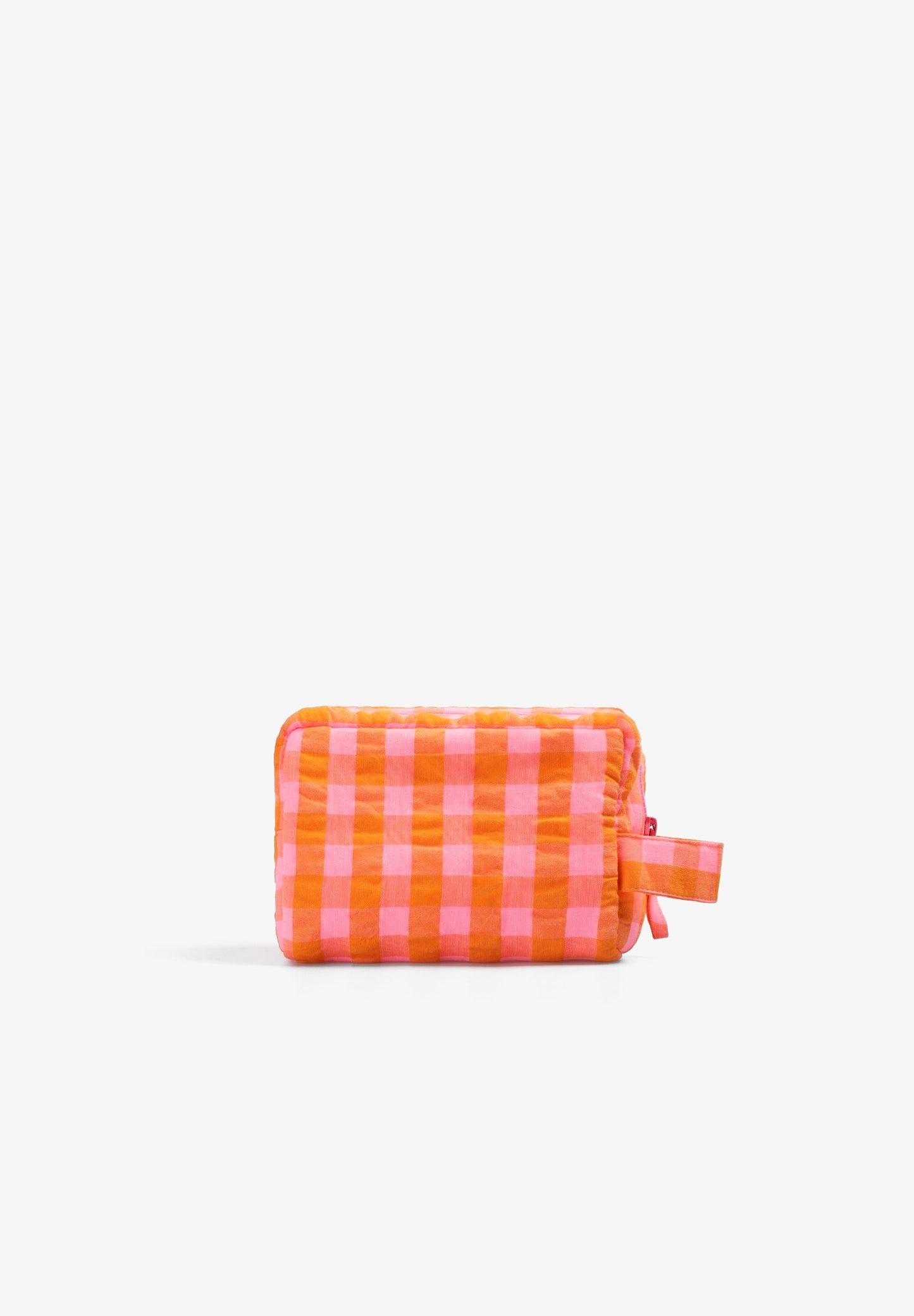 GINGHAM TOILETRY BAG WITH SIDE HANDLE