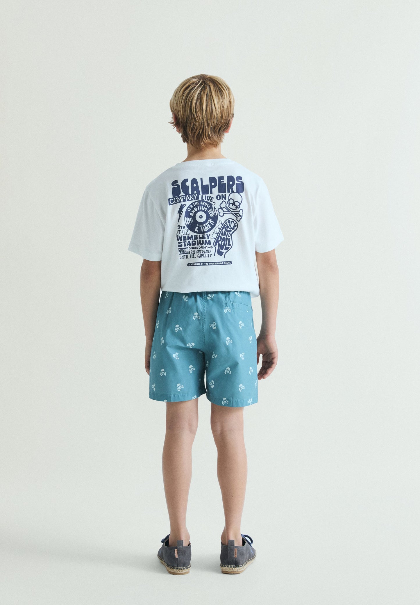 CONTRAST SKULL SWIMMING TRUNKS