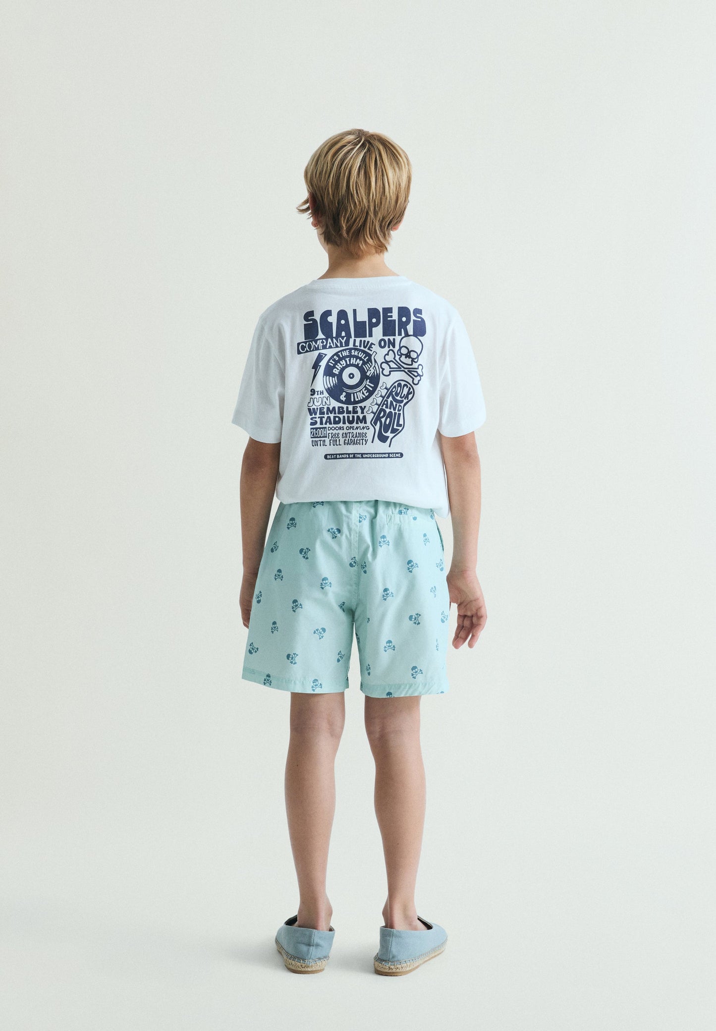 CONTRAST SKULL SWIMMING TRUNKS