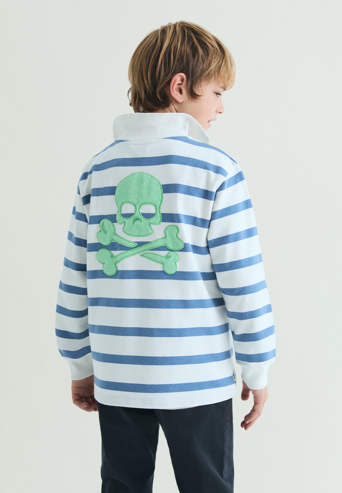 STRIPED SWEATSHIRT WITH POLO SHIRT COLLAR