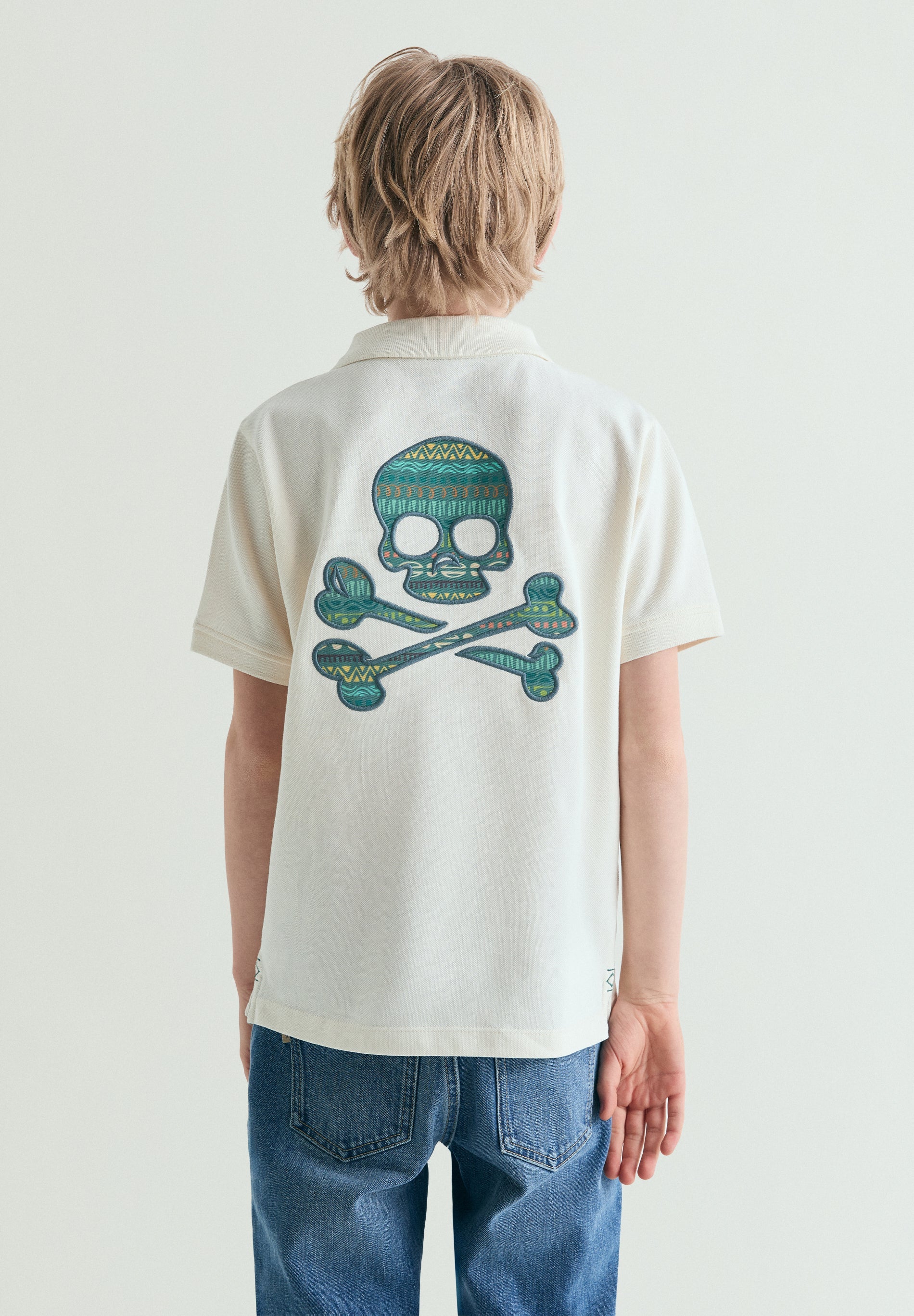 POLO SHIRT WITH CONTRAST EMBROIDERED SKULL