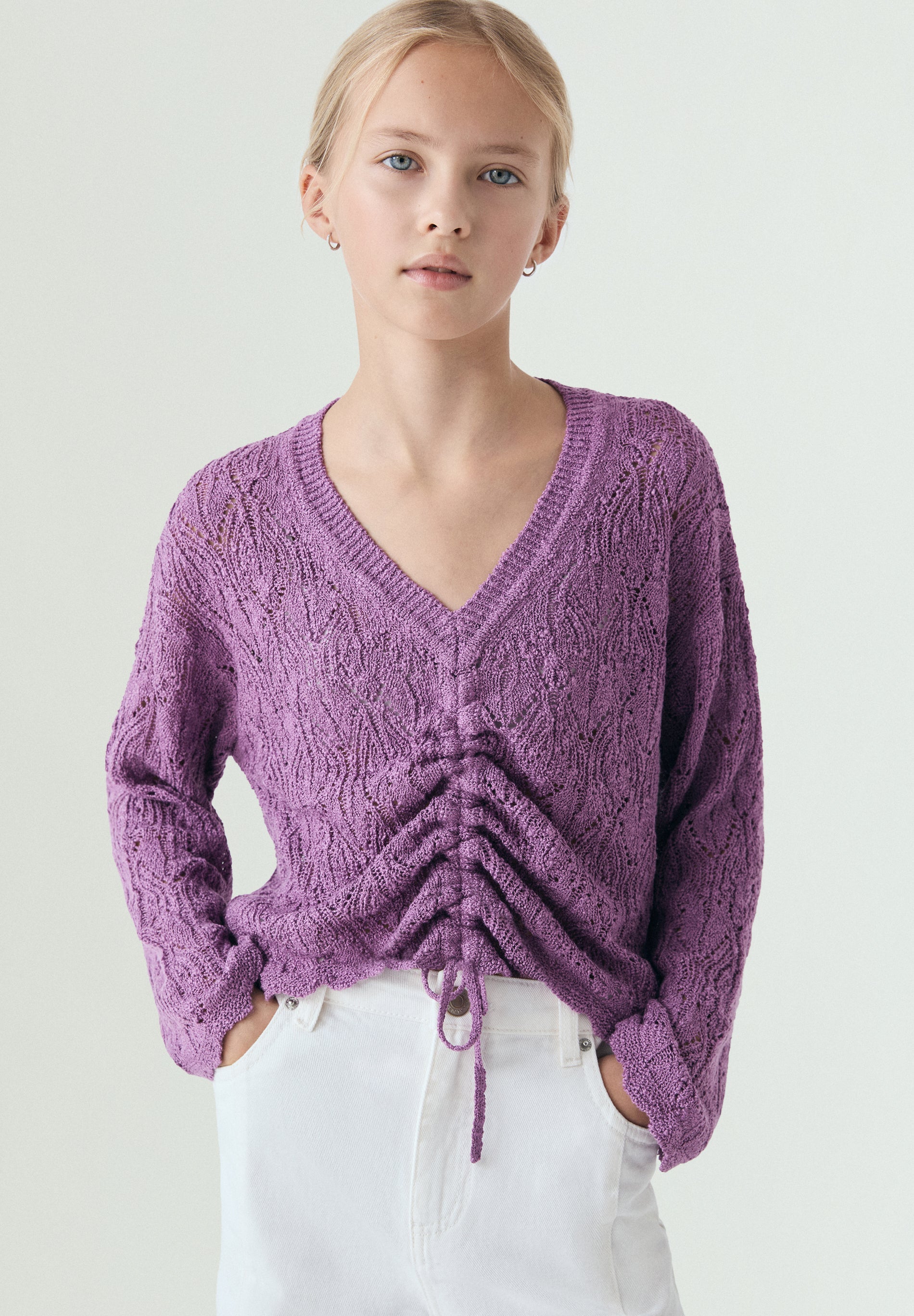 OPENWORK KNIT CARDIGAN