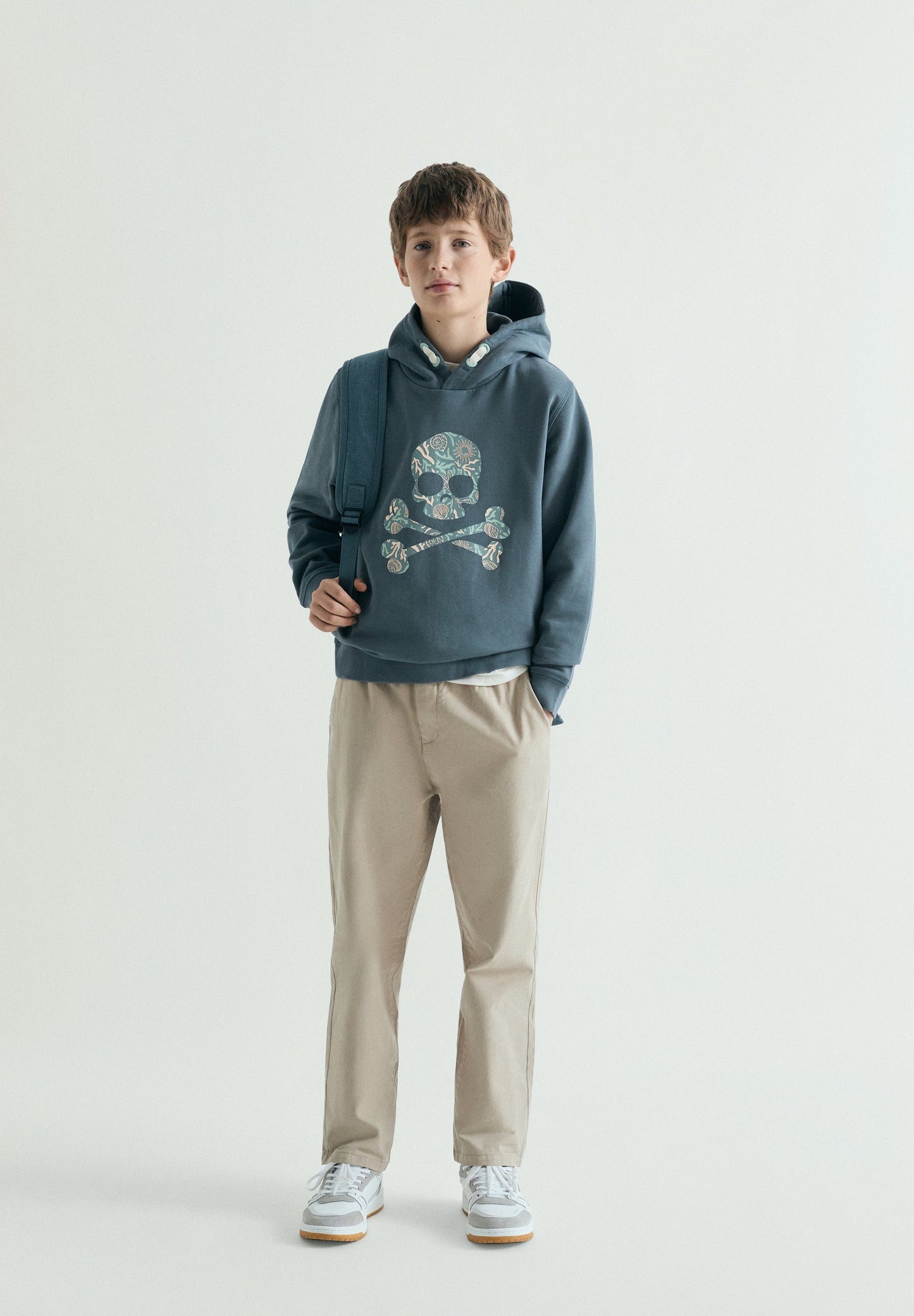 PRINTED SKULL DETAIL HOODIE