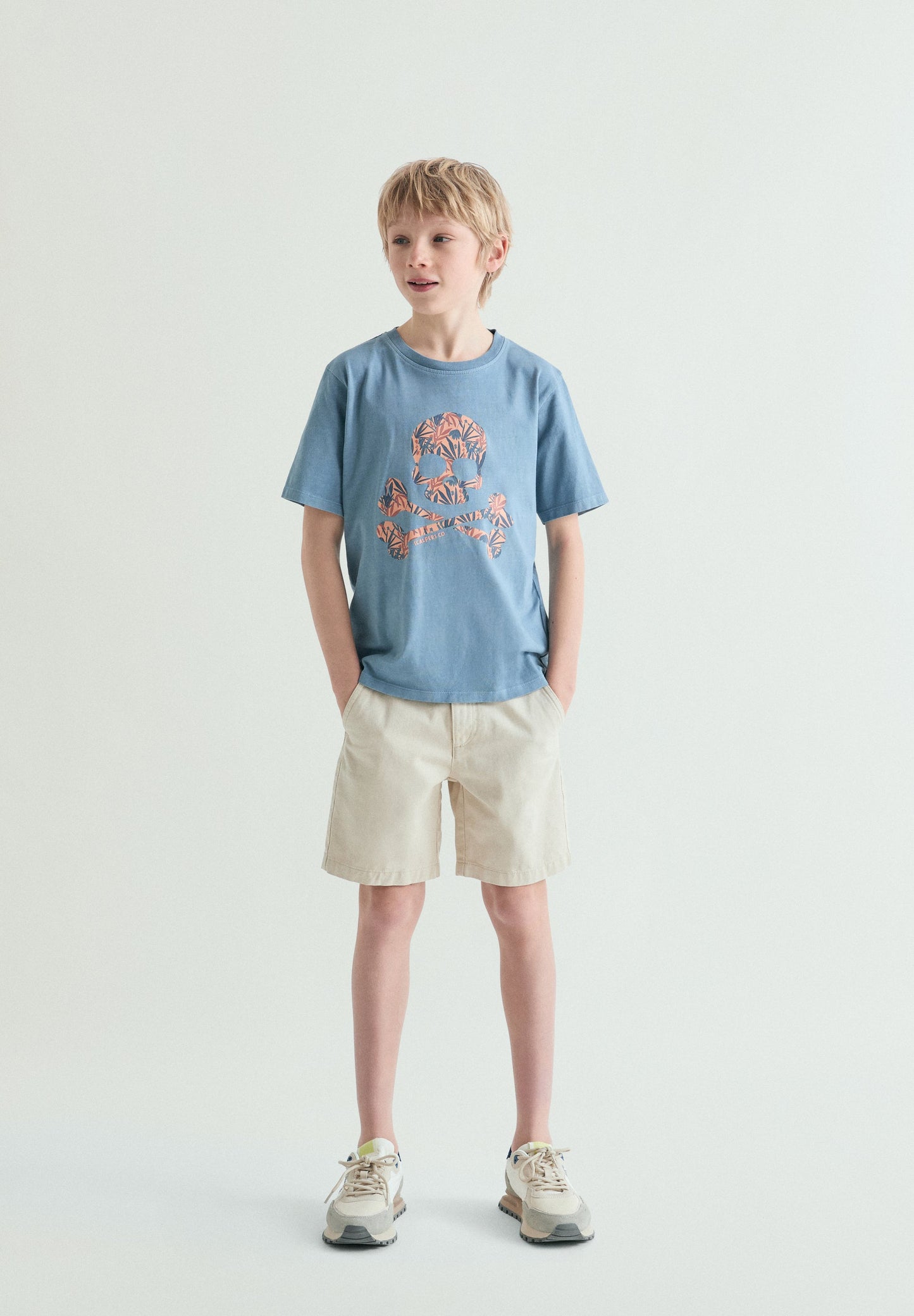 TROPICAL SKULL PRINT T-SHIRT