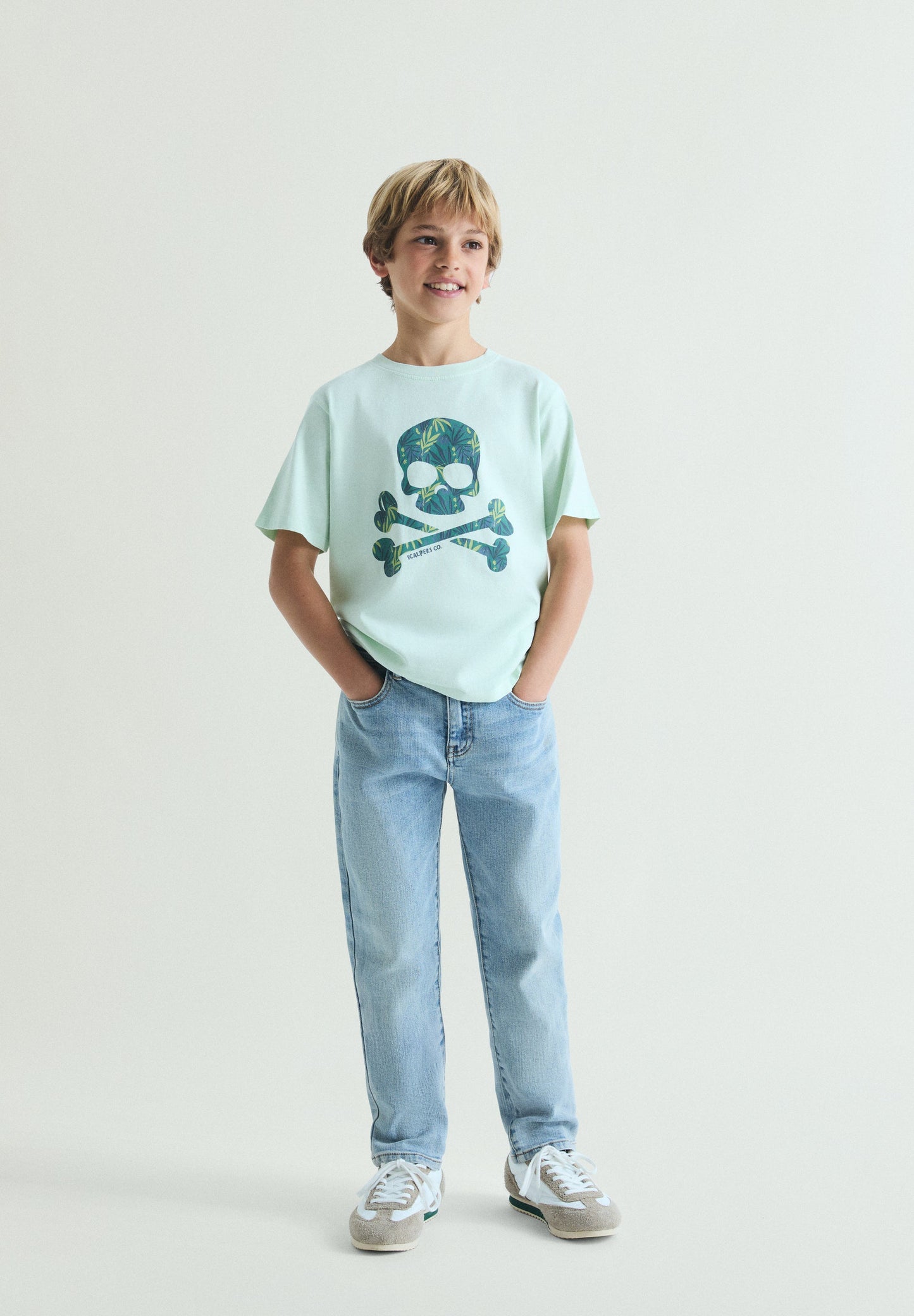 TROPICAL SKULL PRINT T-SHIRT