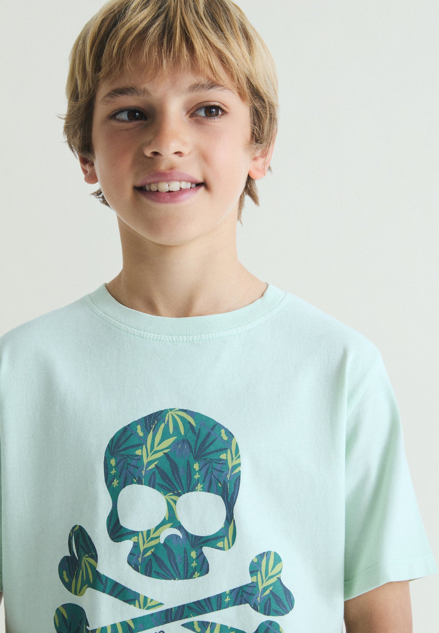 TROPICAL SKULL PRINT T-SHIRT