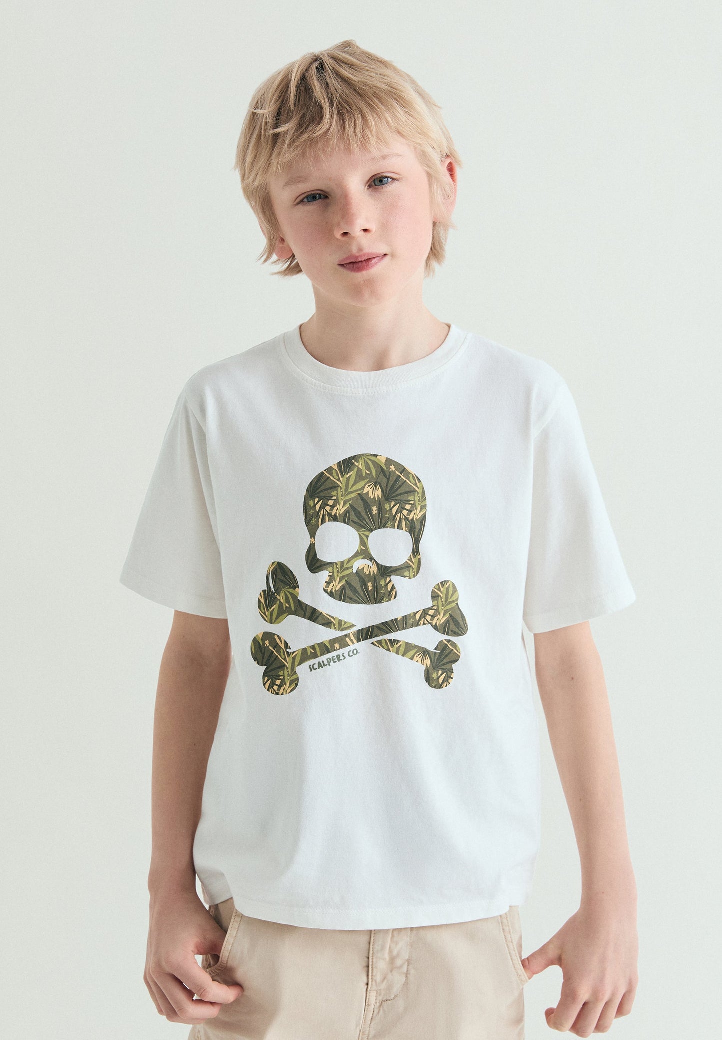TROPICAL SKULL PRINT T-SHIRT