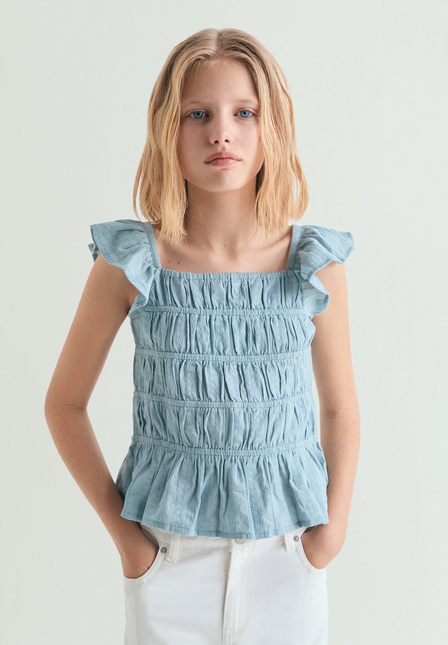 BLUSA VOLANTES FRUNCIDA - Scalpers