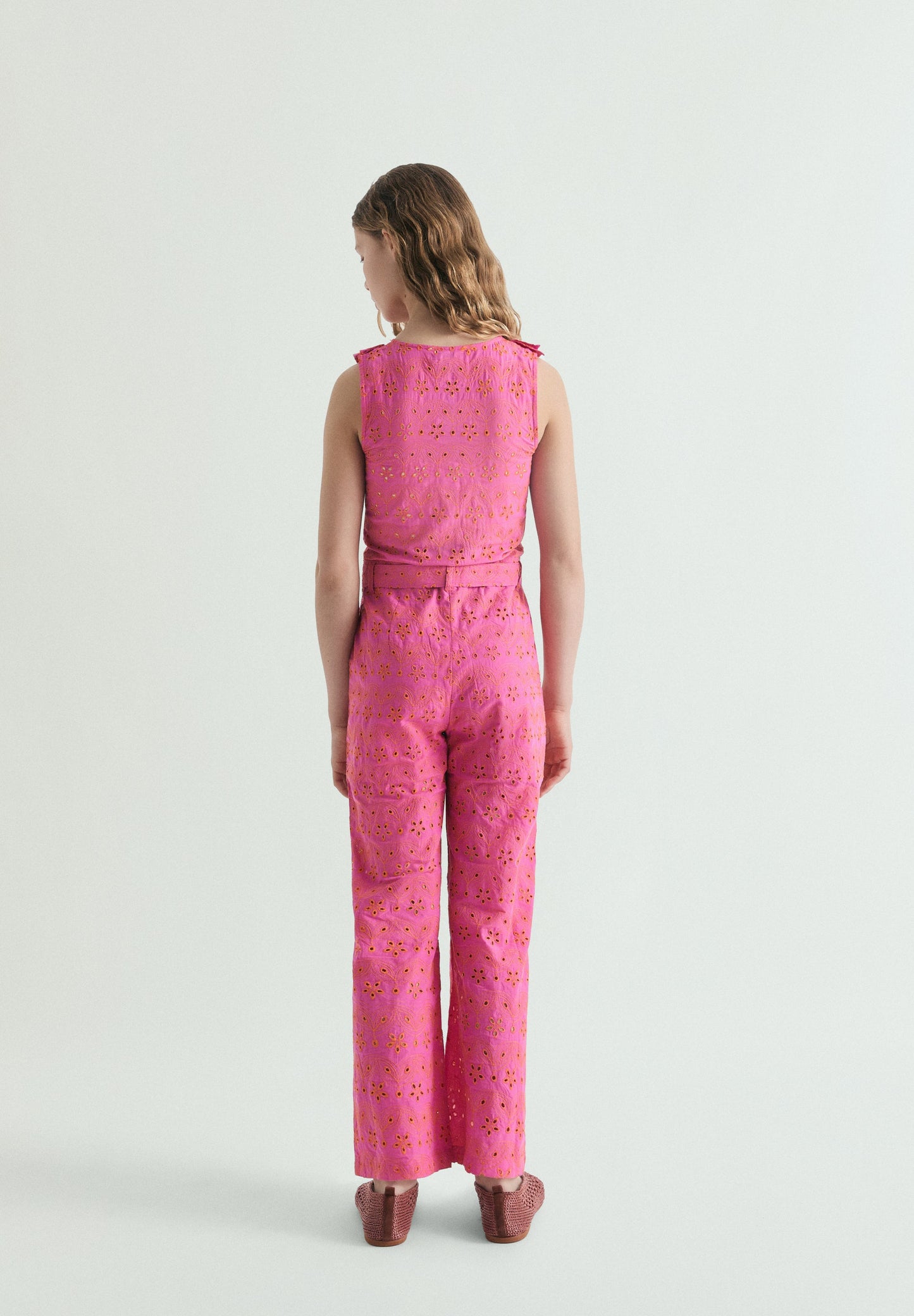 OPENWORK RUFFLED JUMPSUIT