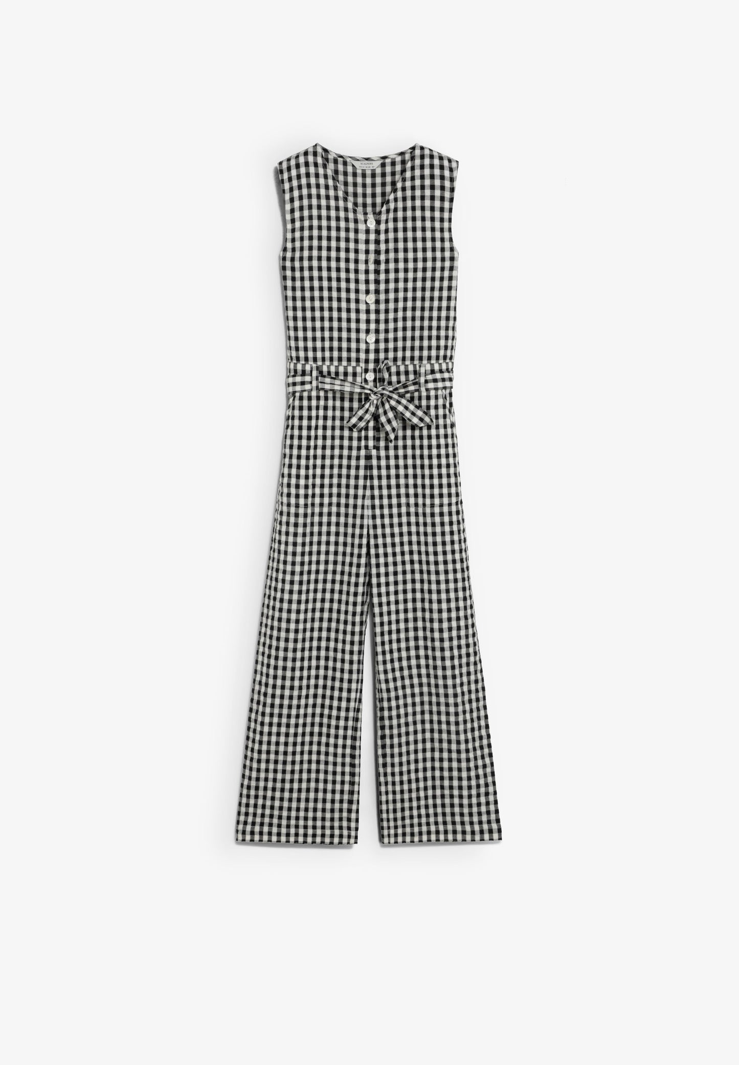 BELTED GINGHAM JUMPSUIT