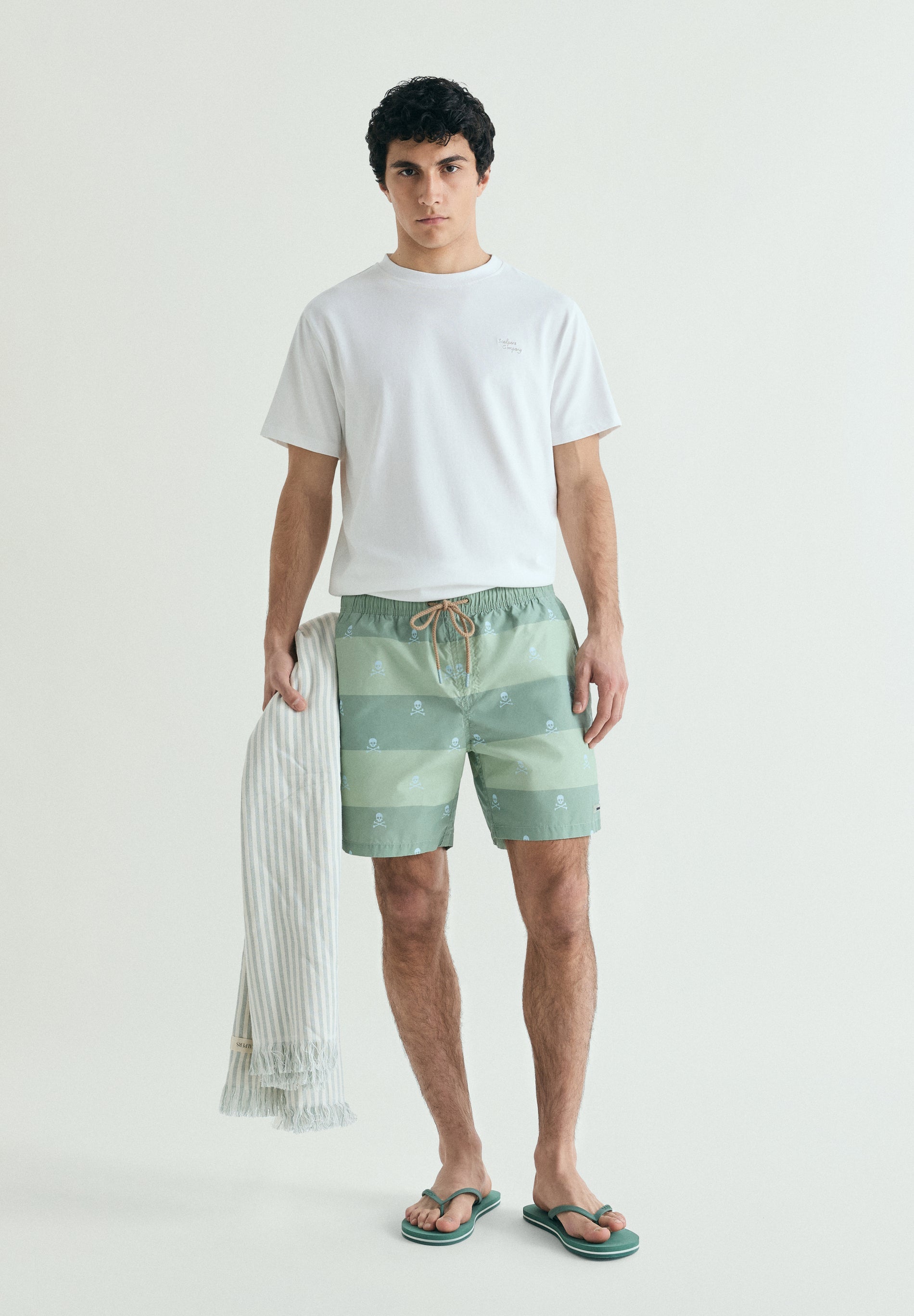 SKULL AND STRIPES SWIMMING TRUNKS