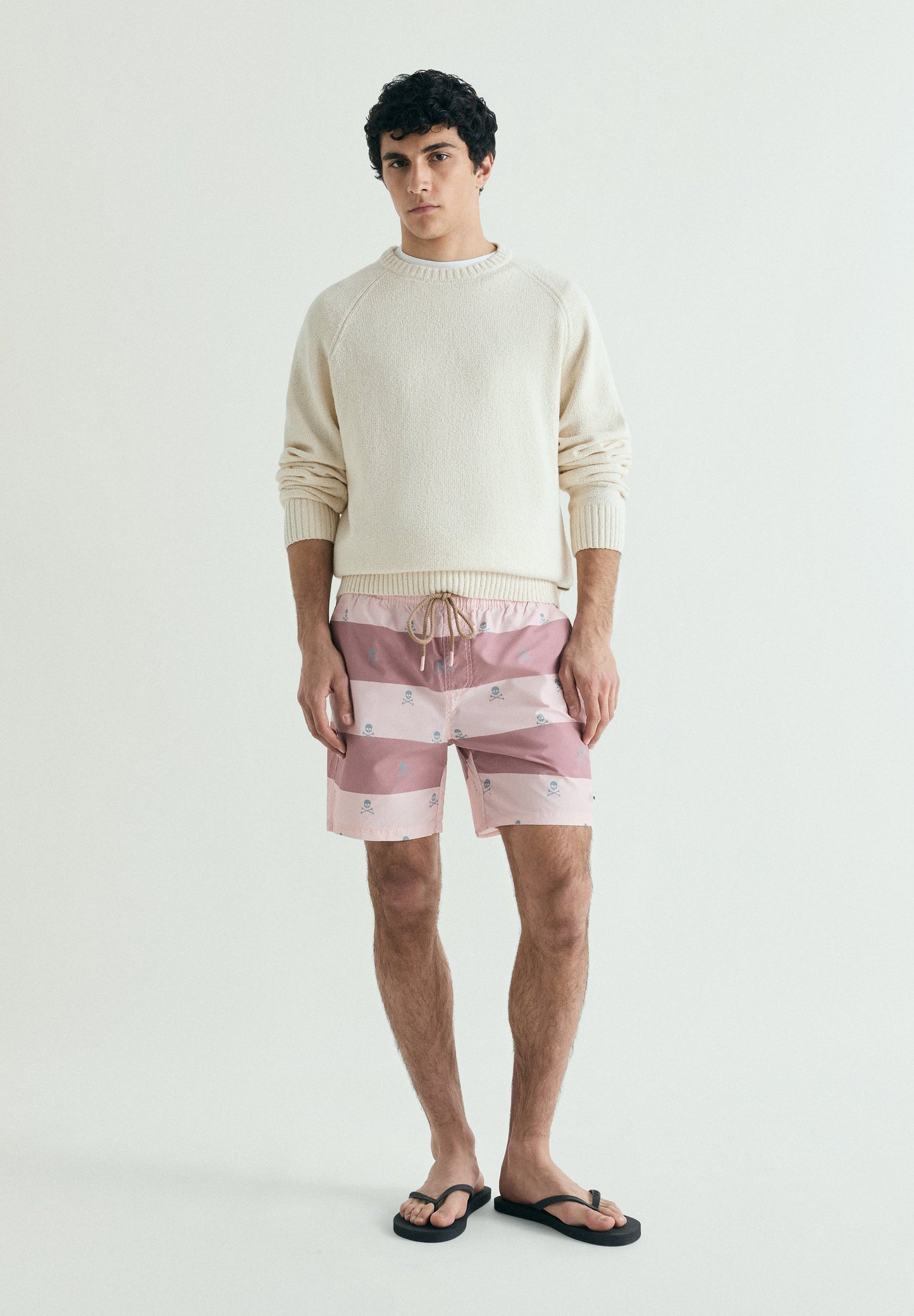 SKULL AND STRIPES SWIMMING TRUNKS