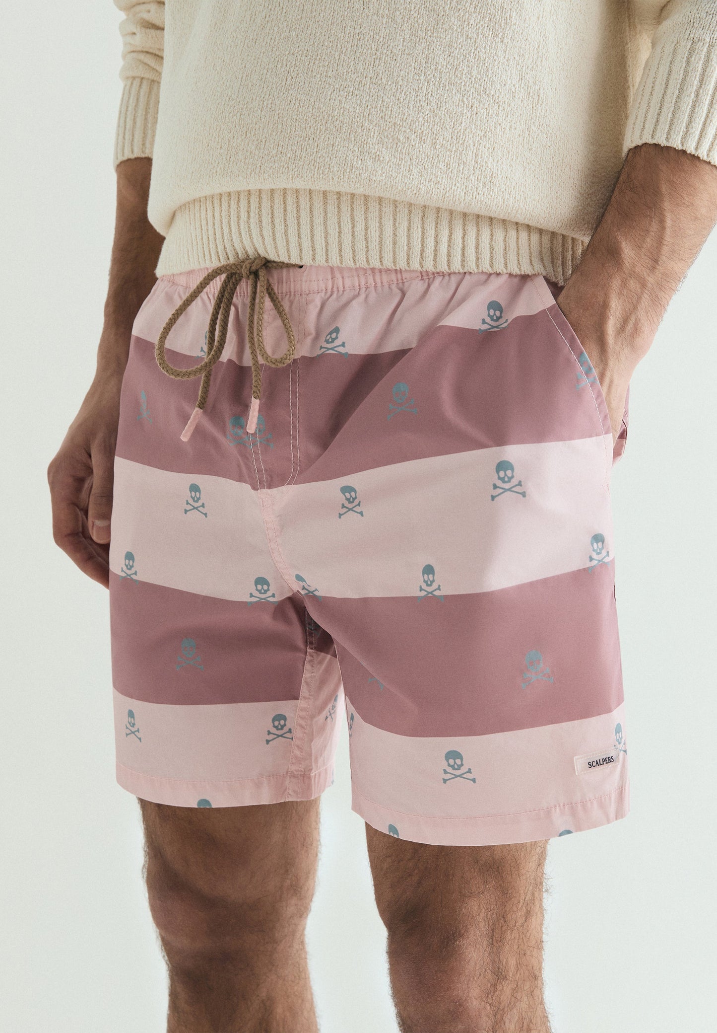 SKULL AND STRIPES SWIMMING TRUNKS