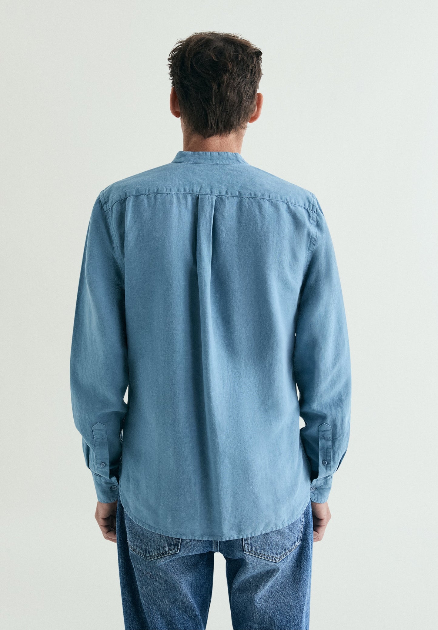 LINEN SHIRT WITH STAND-UP COLLAR