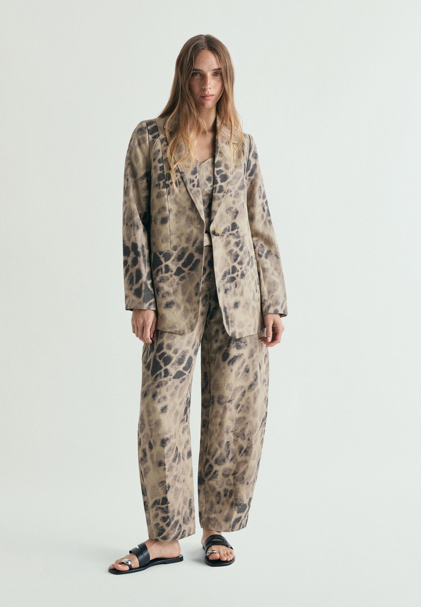 PRINTED LINEN BLAZER