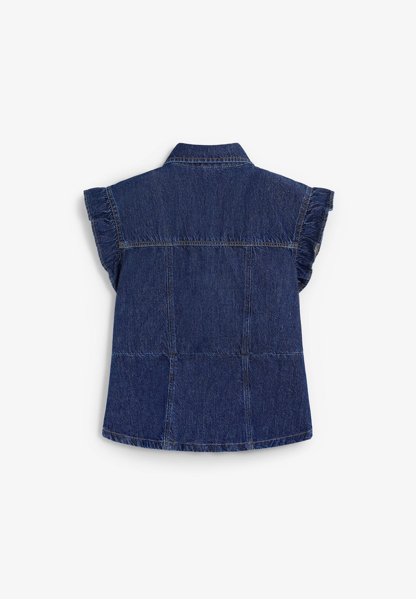 DENIM SHIRT WITH RUFFLED SLEEVE