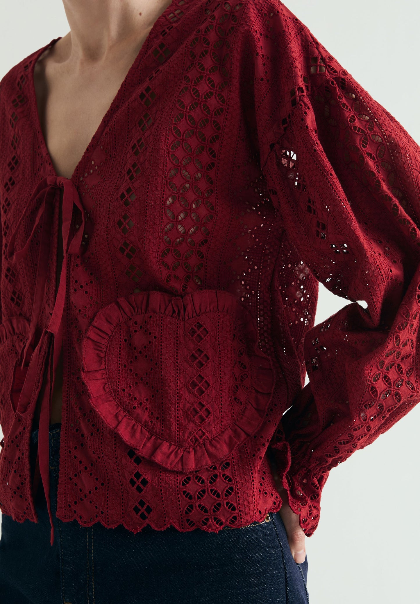 PERFORATED HEARTS BLOUSE