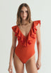 CHECK SWIMSUIT WITH RUFFLE