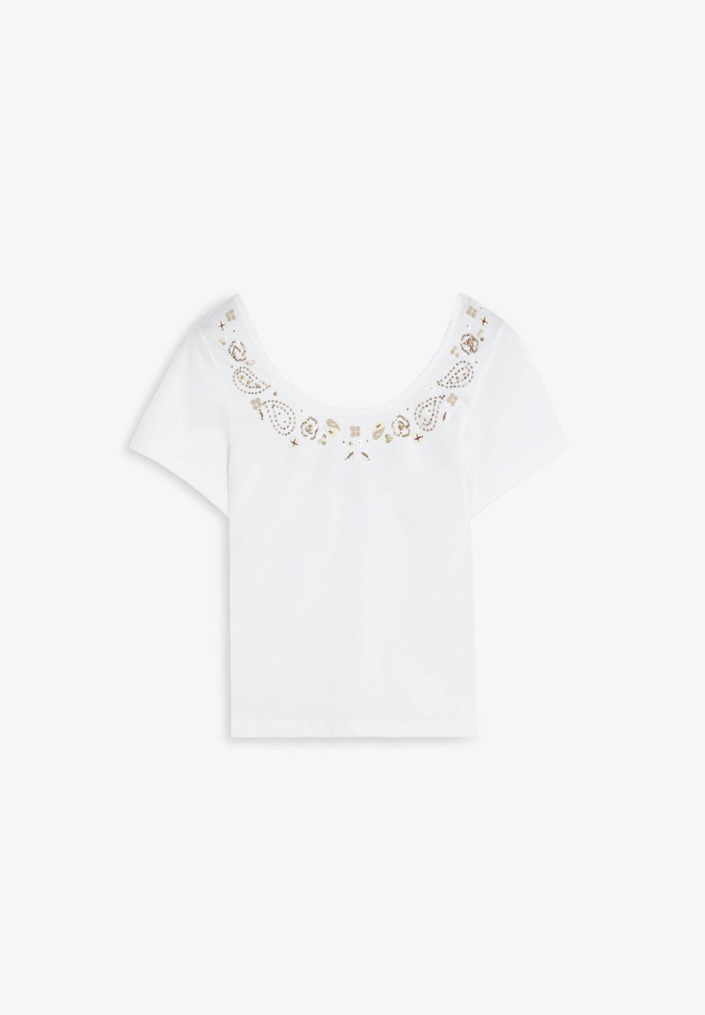 ROUND NECK T-SHIRT WITH BEADS