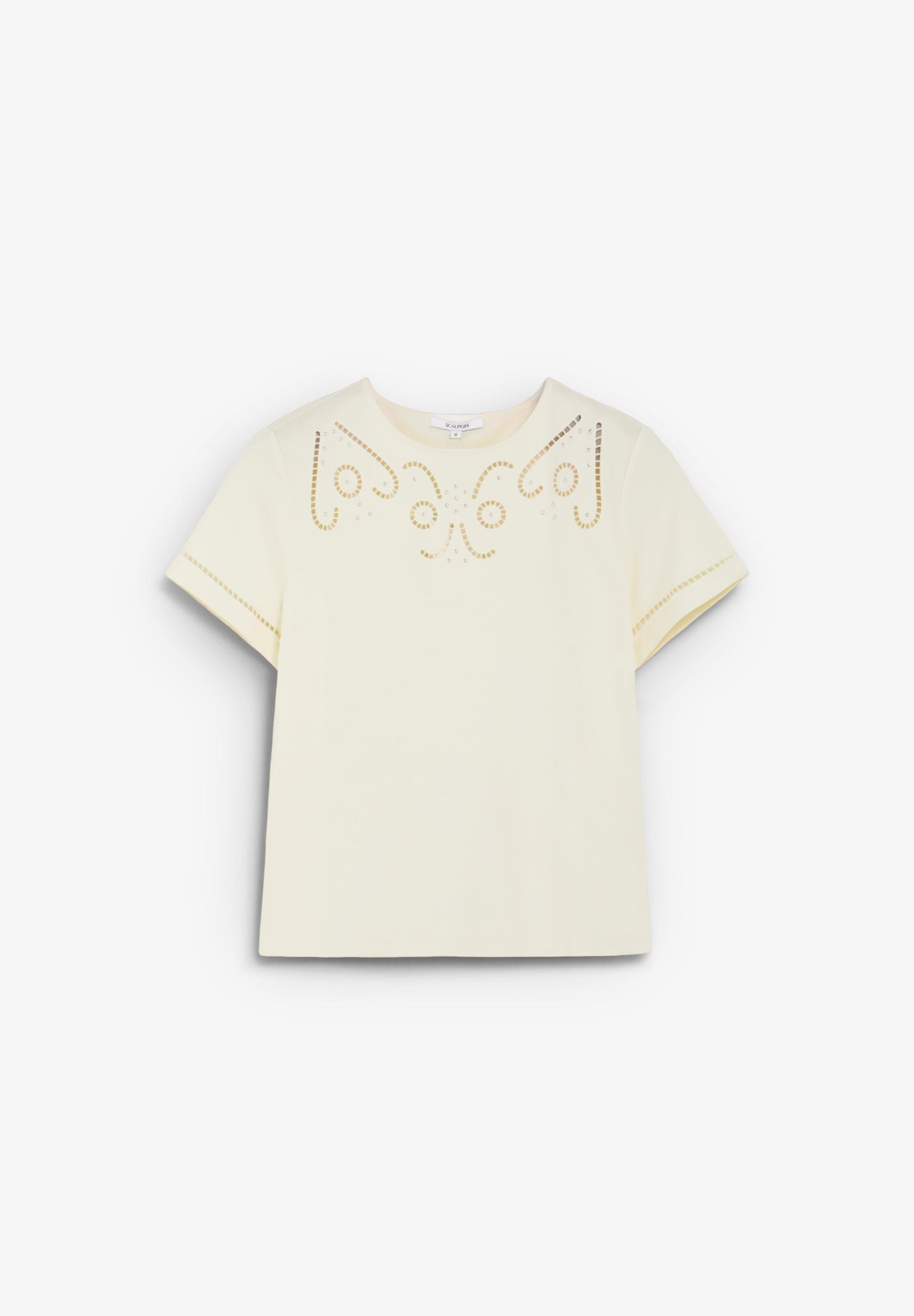 T-SHIRT WITH DIE-CUT STUDDED DETAILS