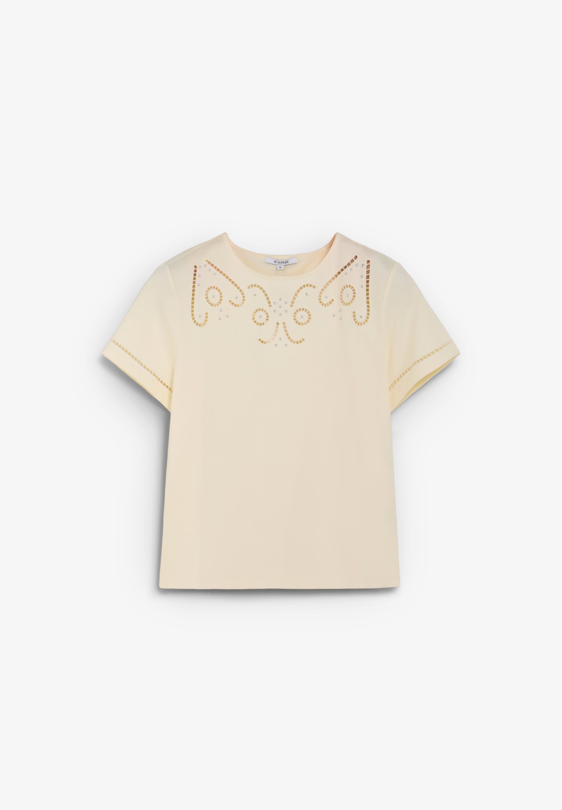 T-SHIRT WITH DIE-CUT STUDDED DETAILS