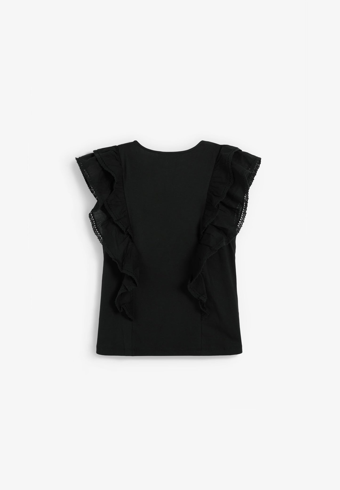 COTTON RUFFLES T-SHIRT