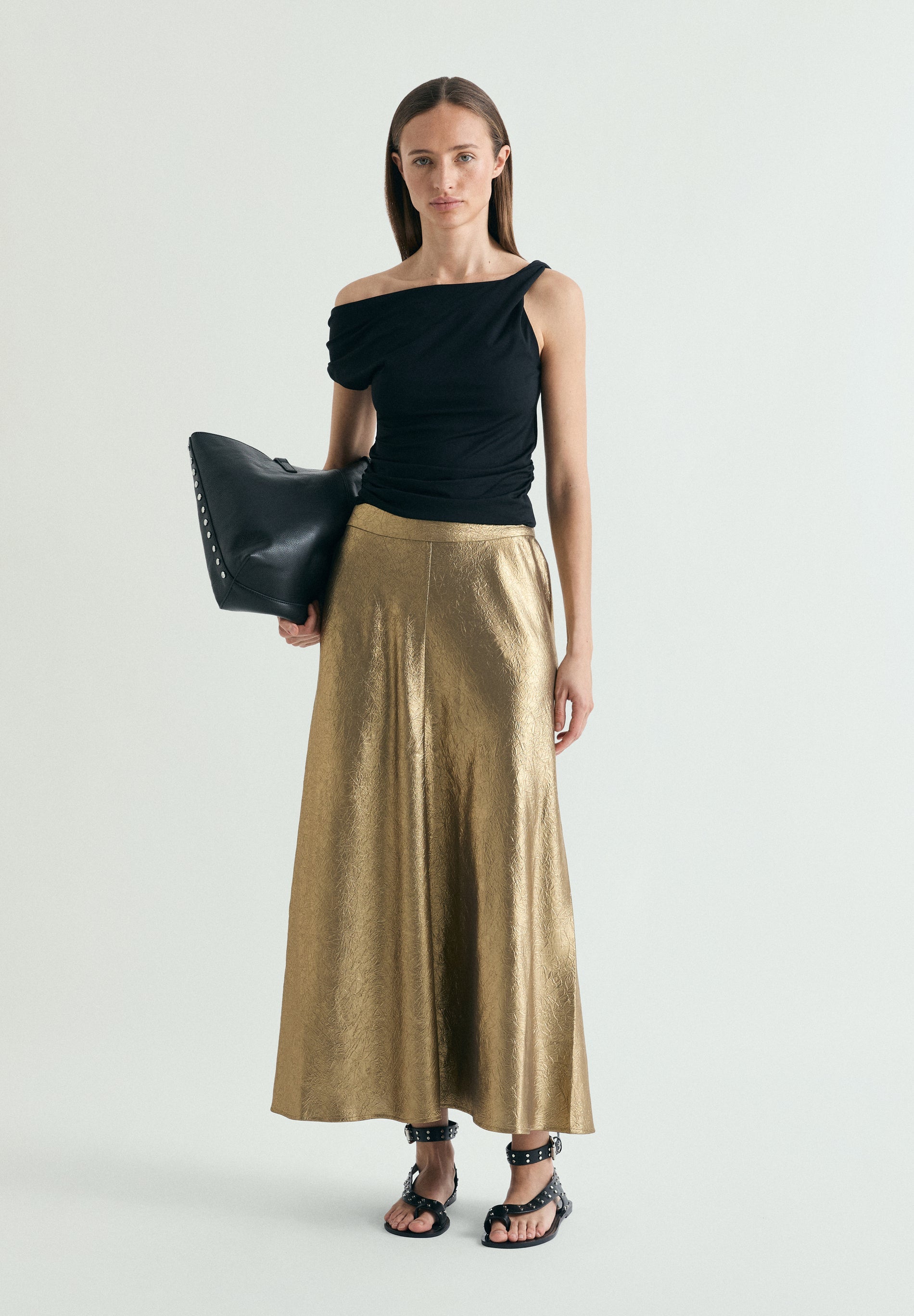 METALLIC MIDI SKIRT