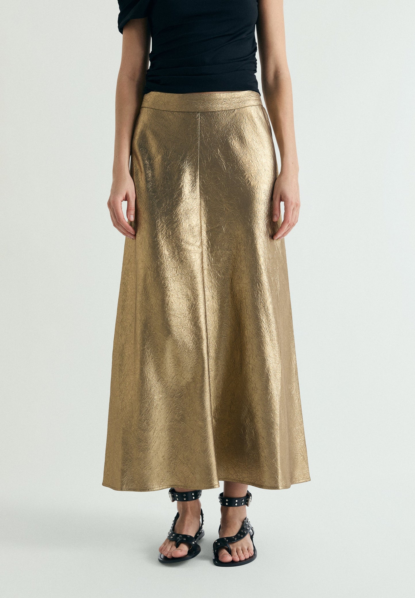 METALLIC MIDI SKIRT