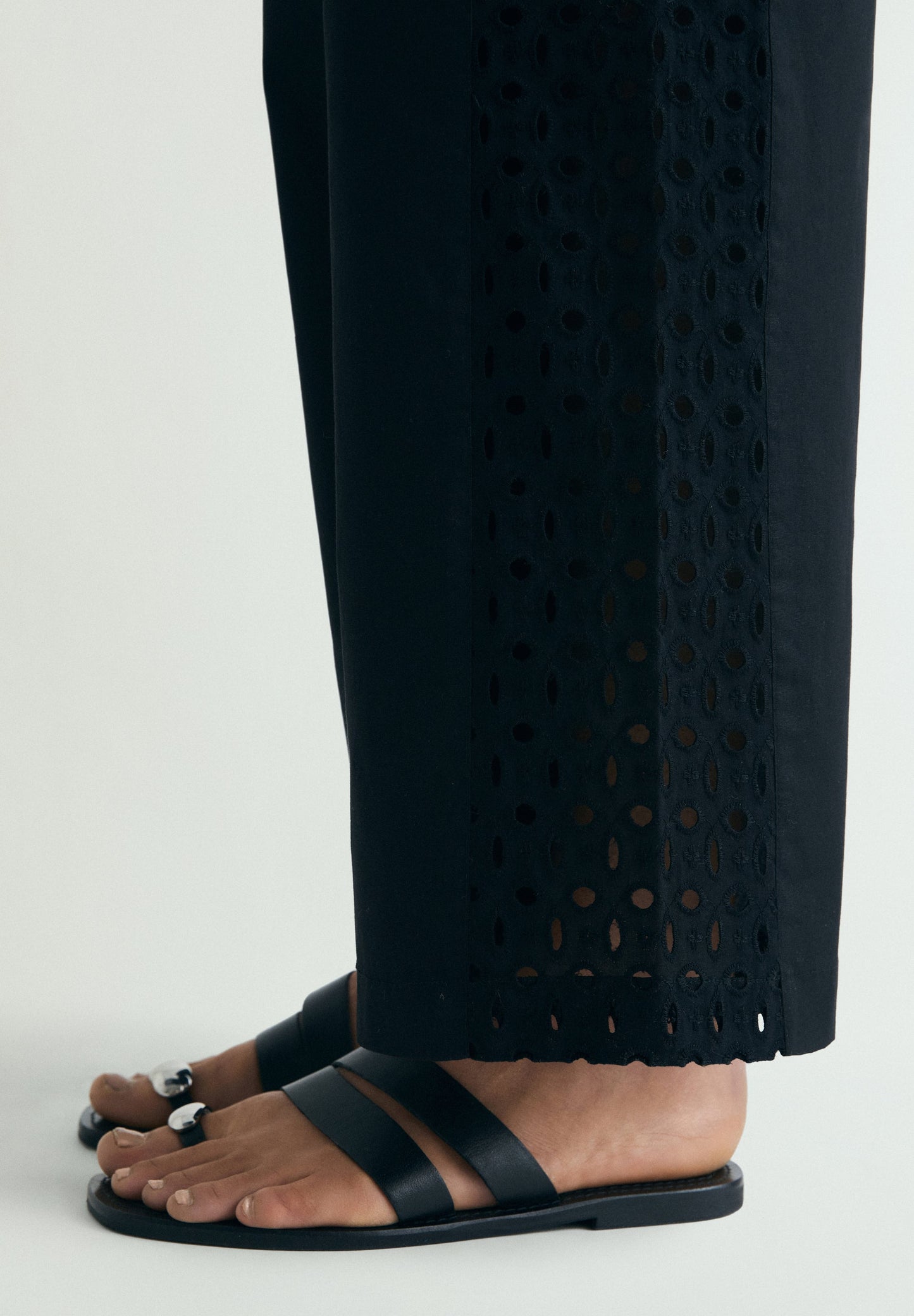 EMBROIDERED OPENWORK TROUSERS