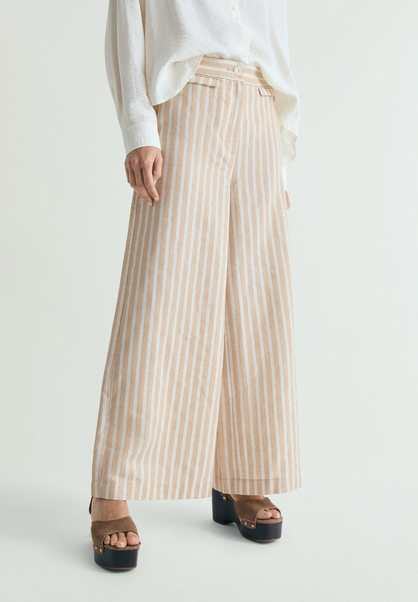 STRIPED LINEN TROUSERS