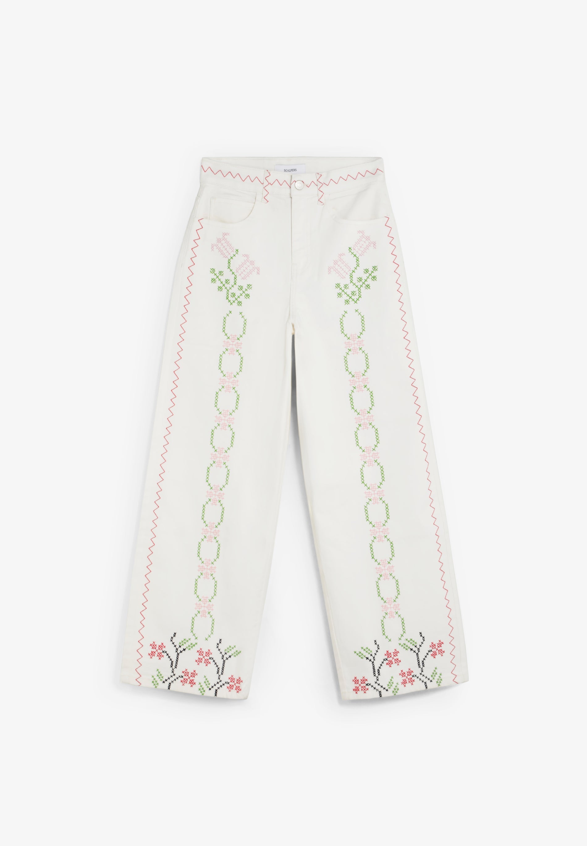 SCCROSS FLOWER STITCH DENIM PANT