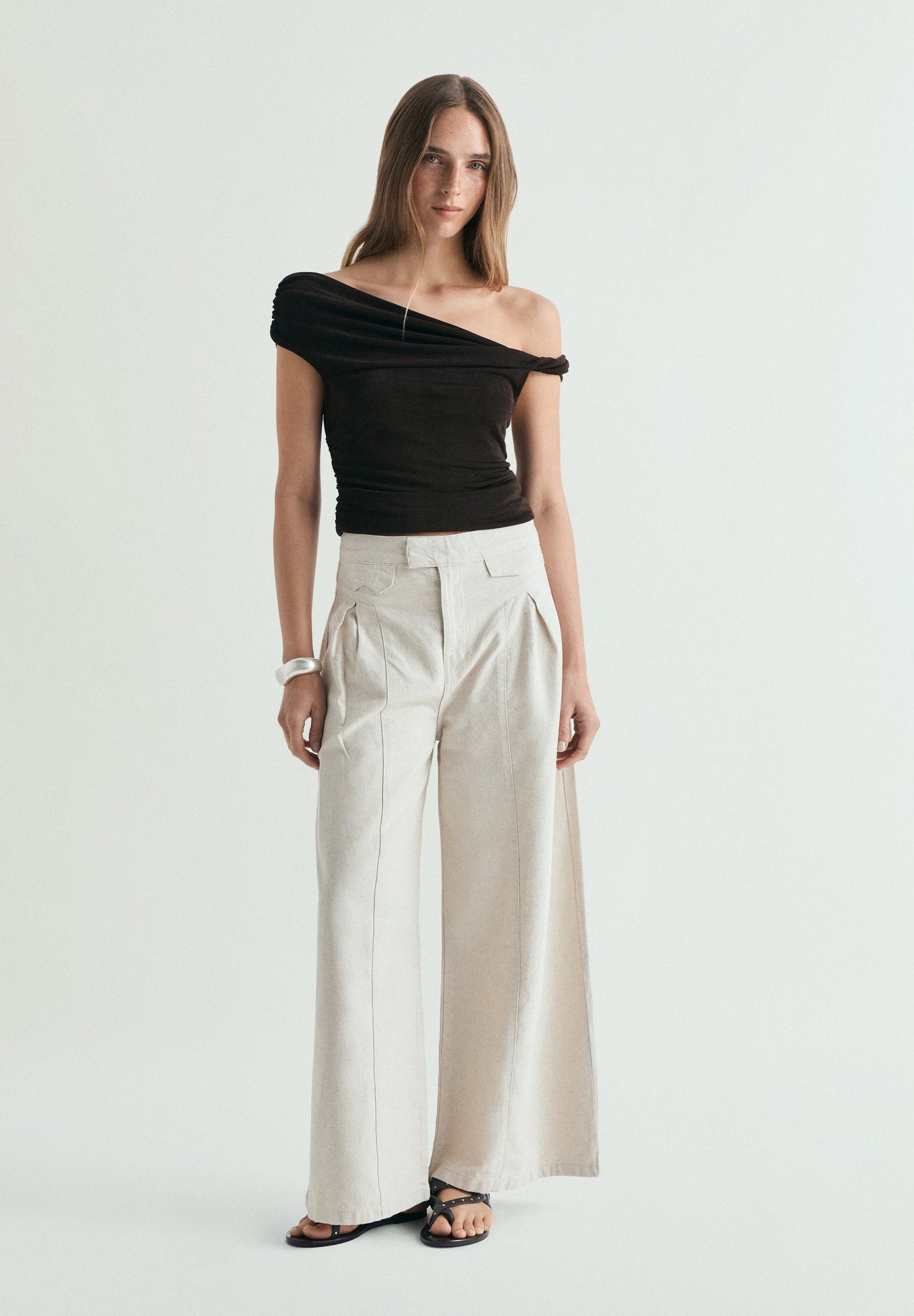 WIDE LEG RUSTIC TROUSERS