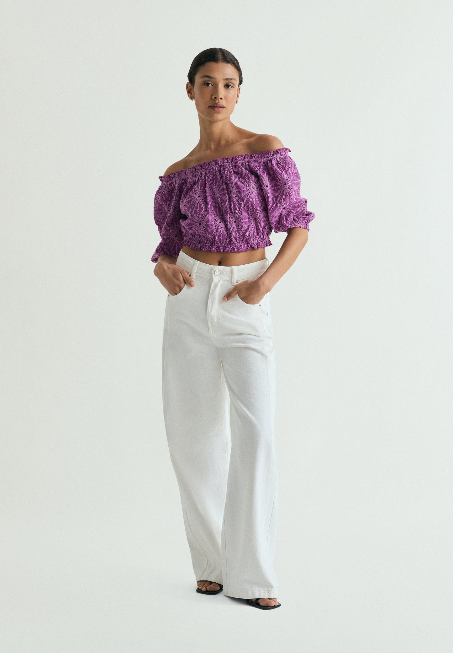 OPENWORK BOAT NECK TOP
