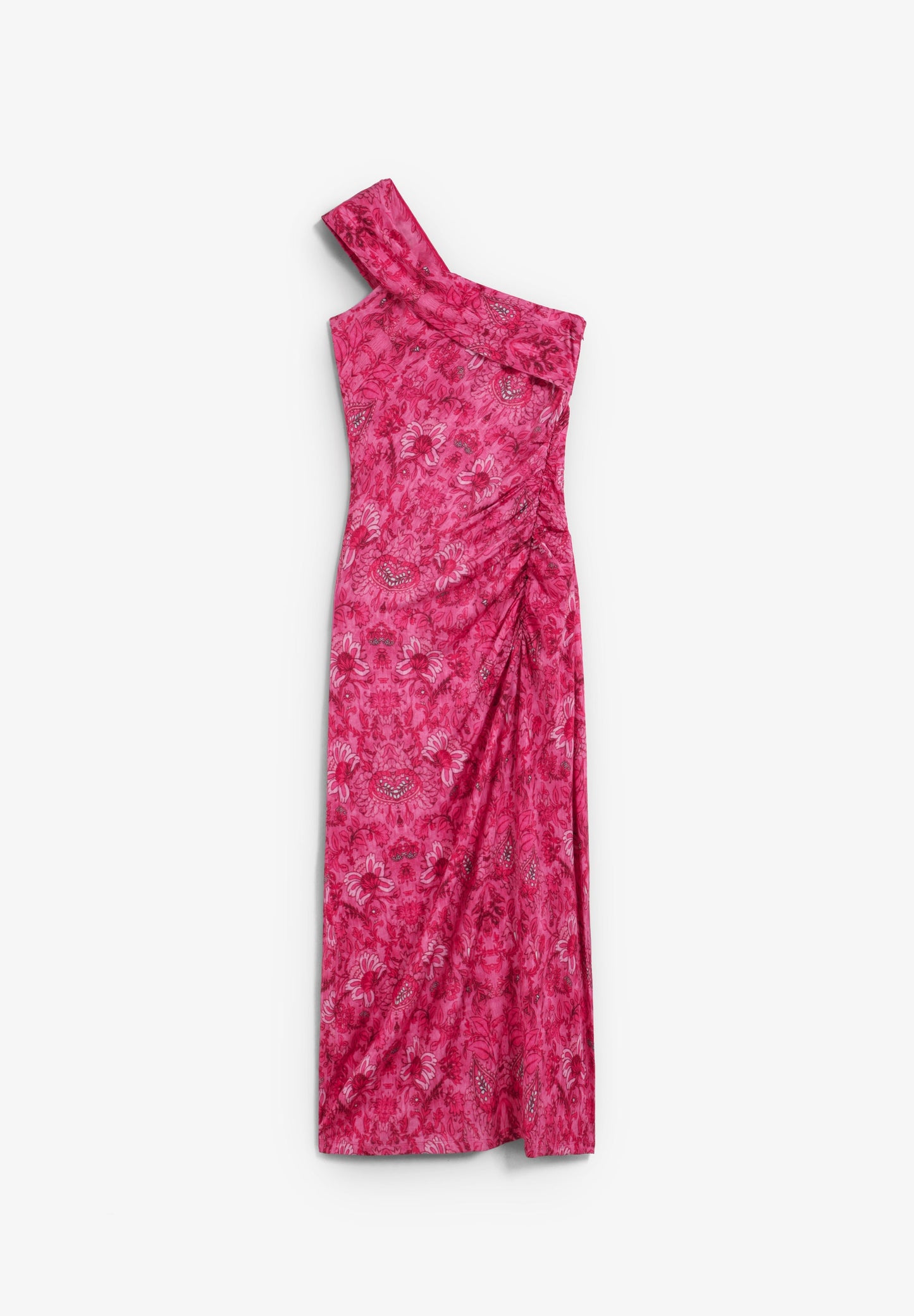 ASYMMETRIC PRINTED MIDI DRESS