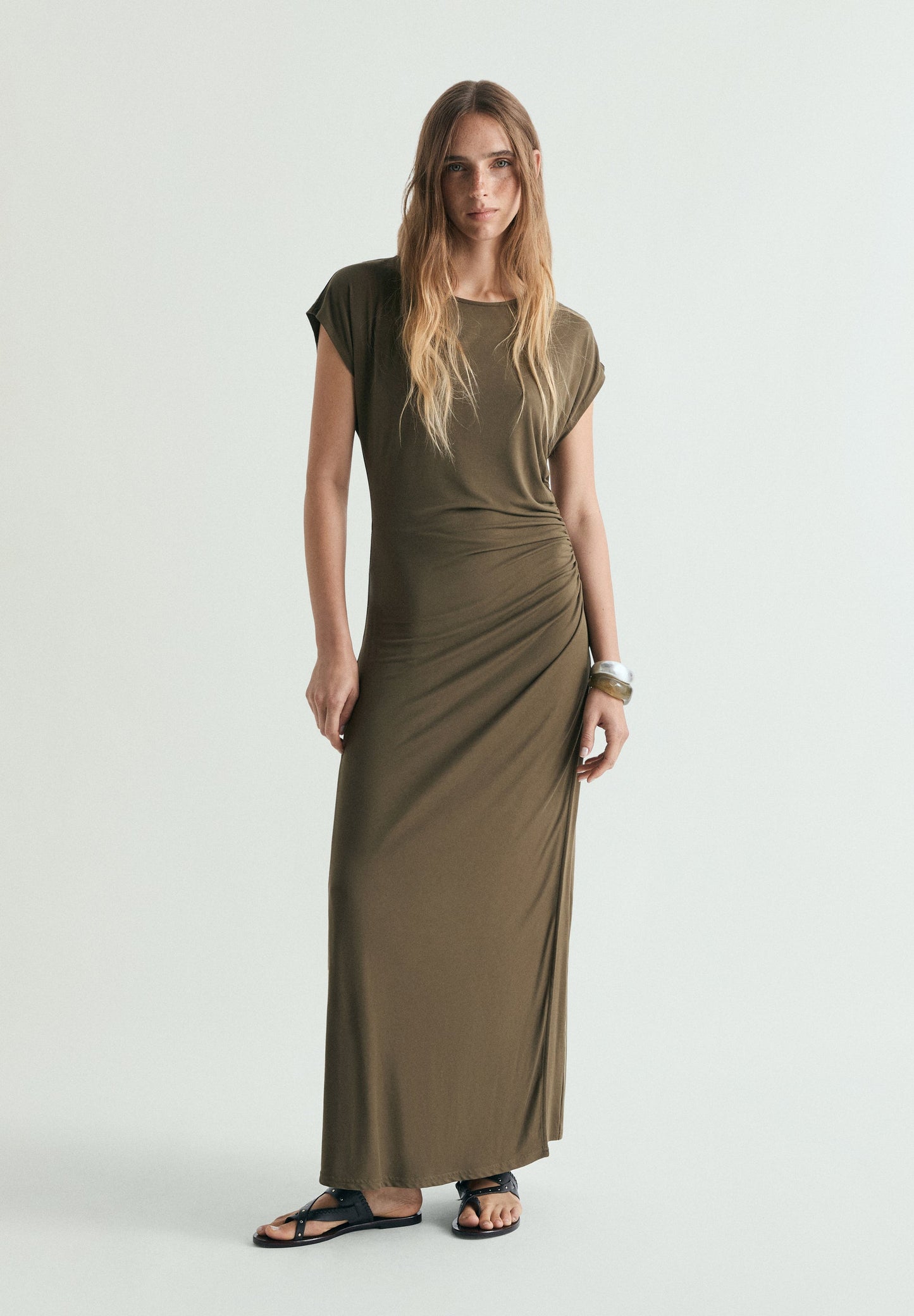 DRAPED CUPRO DRESS