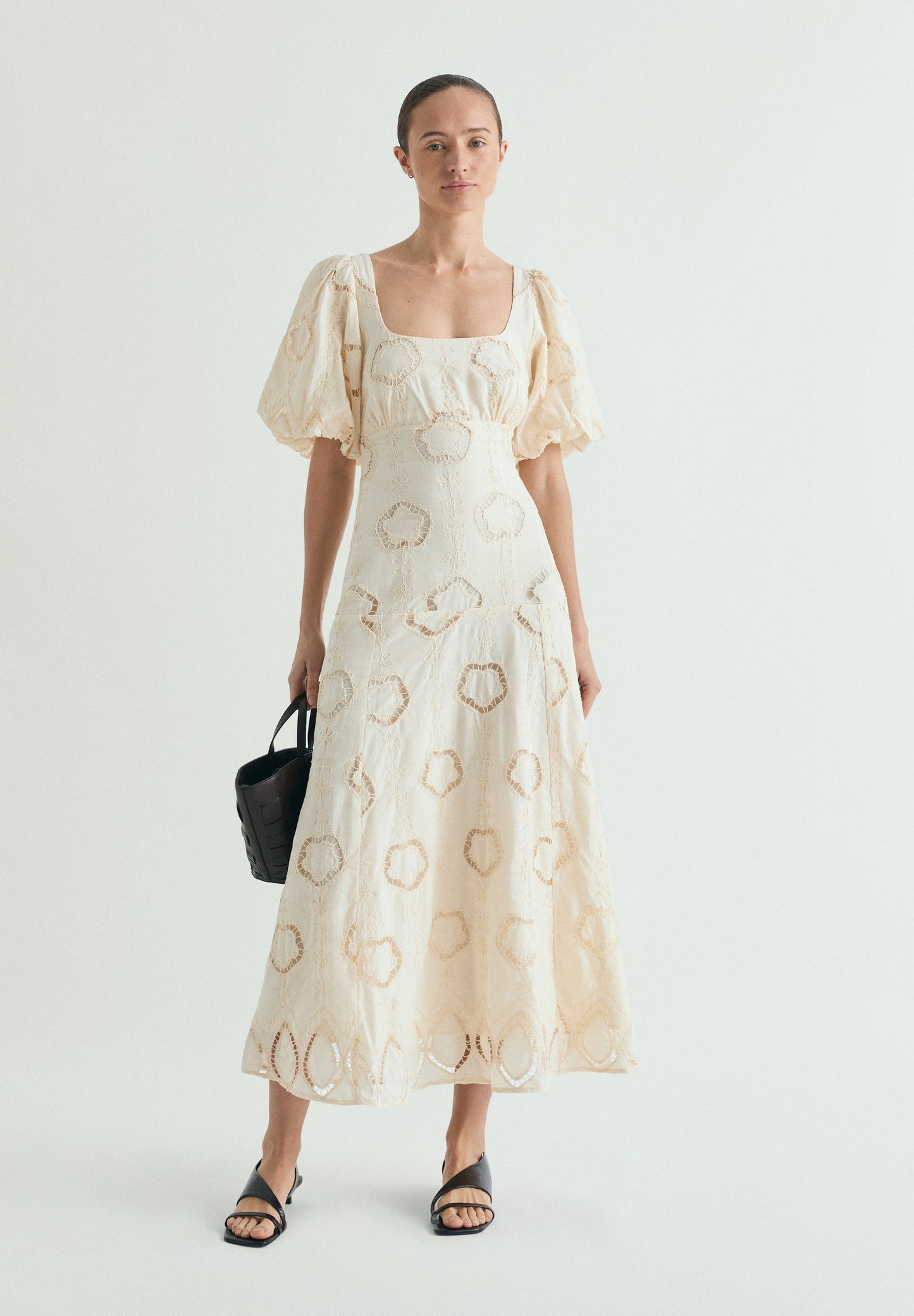 PUFF SLEEVE MIDI DRESS