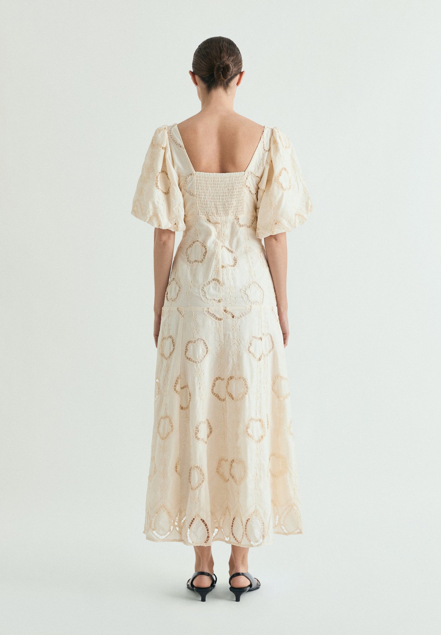 PUFF SLEEVE MIDI DRESS