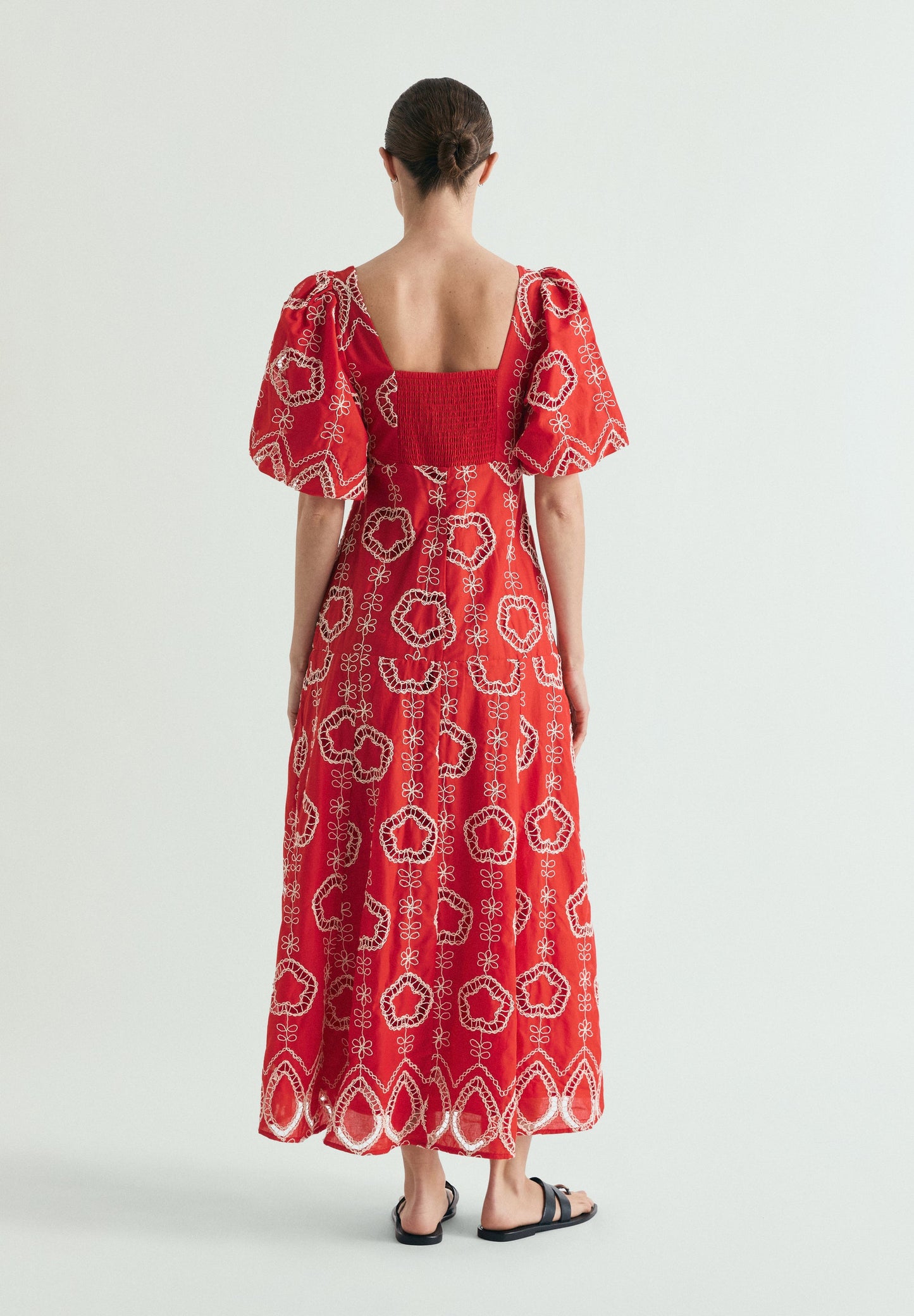PUFF SLEEVE MIDI DRESS