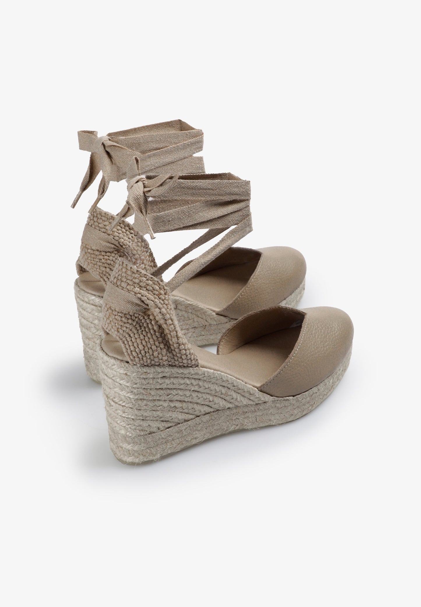 LEATHER SANDALS WITH ESPARTO GRASS WEDGE