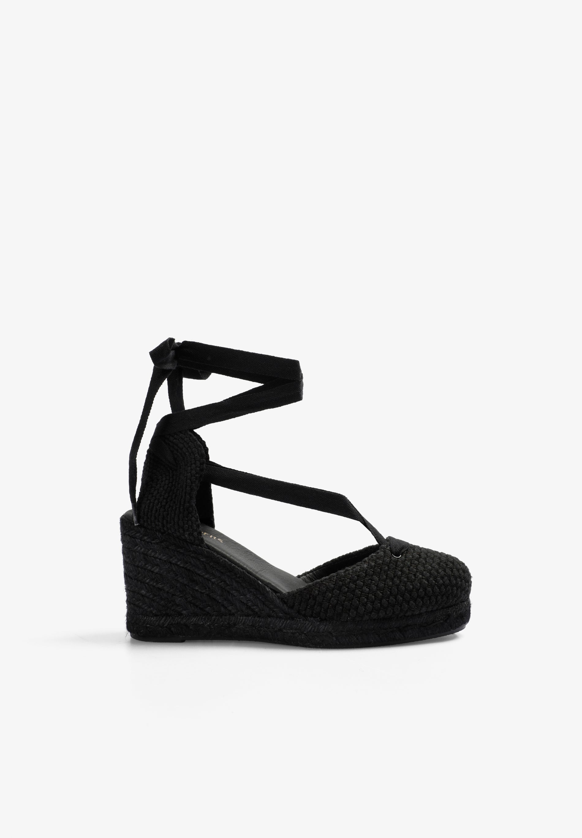SANDALS WITH LACING AND ESPARTO GRASS WEDGE
