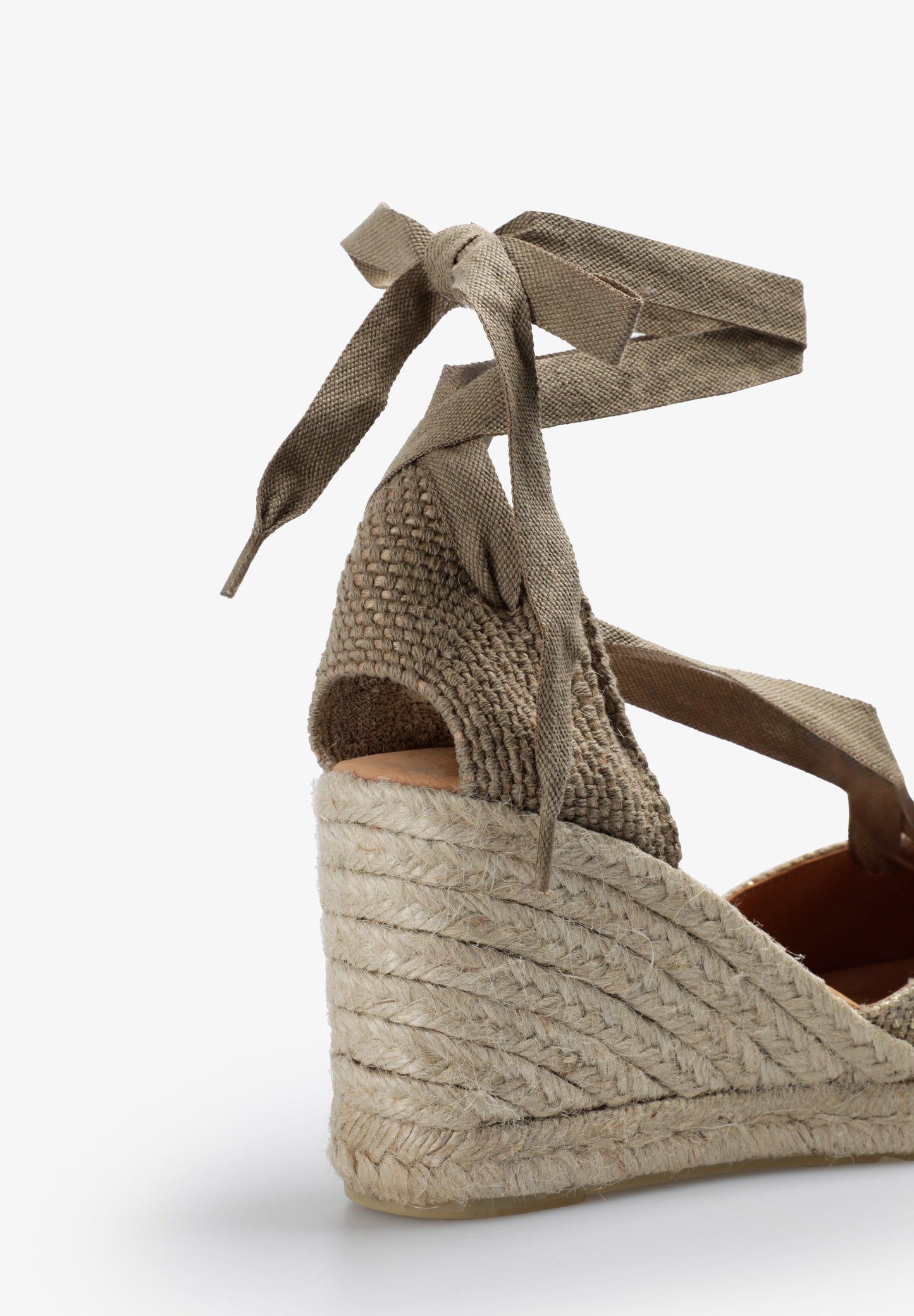 SANDALS WITH LACING AND ESPARTO GRASS WEDGE