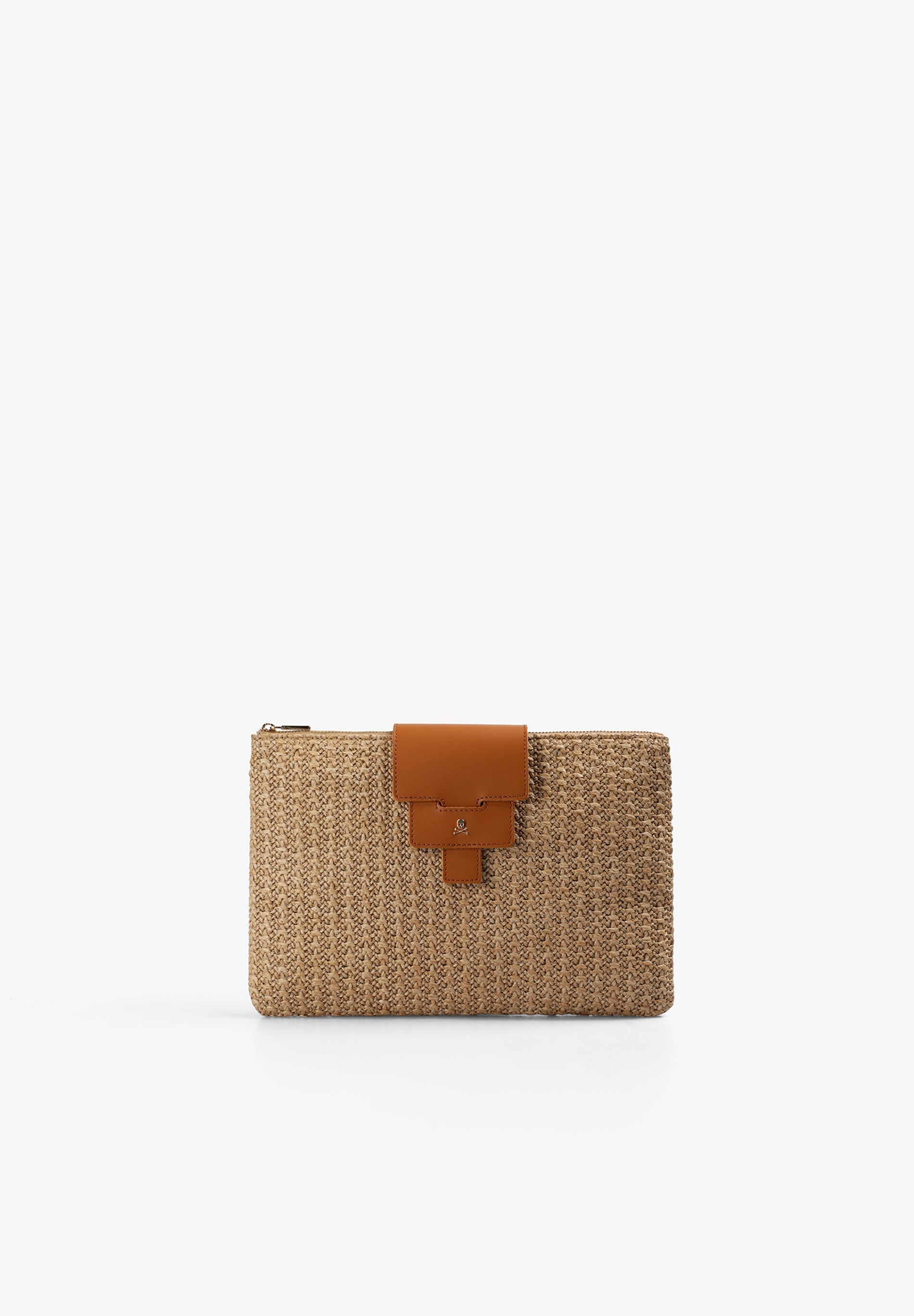 BRAIDED BAG WITH LEATHER DETAILS