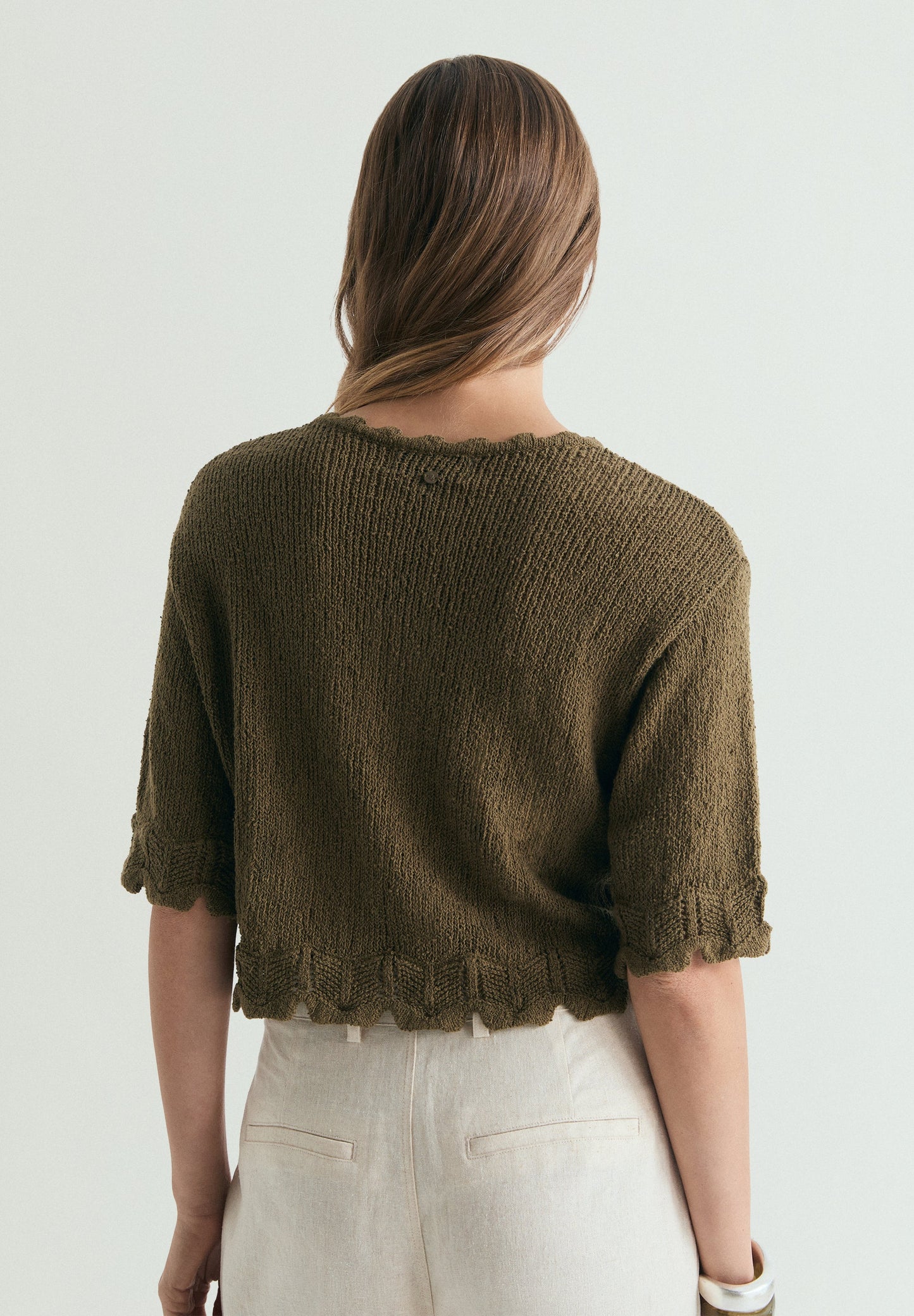 CROPPED SHORT SLEEVE SWEATER