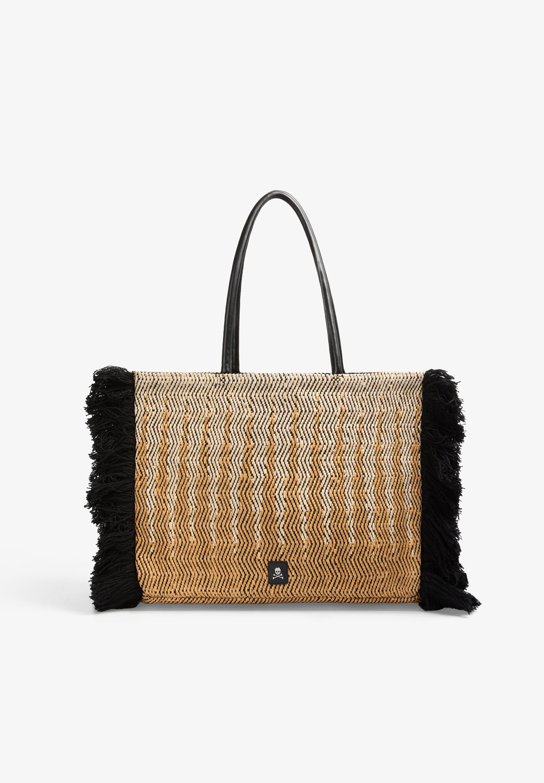 NATURAL FIBRE TOTE BAG WITH FRINGES