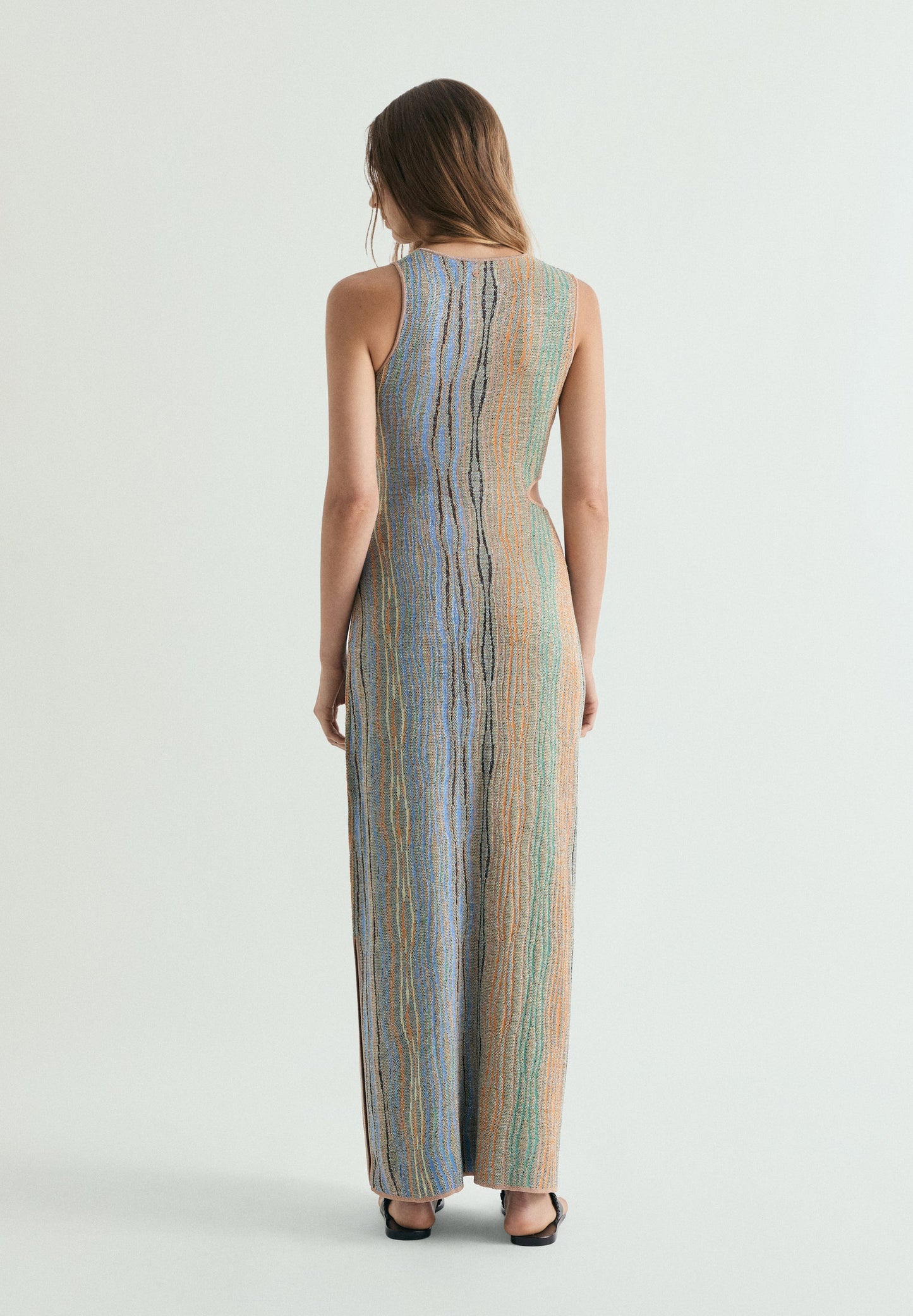 LONG JACQUARD DRESS WITH CUT-OUT