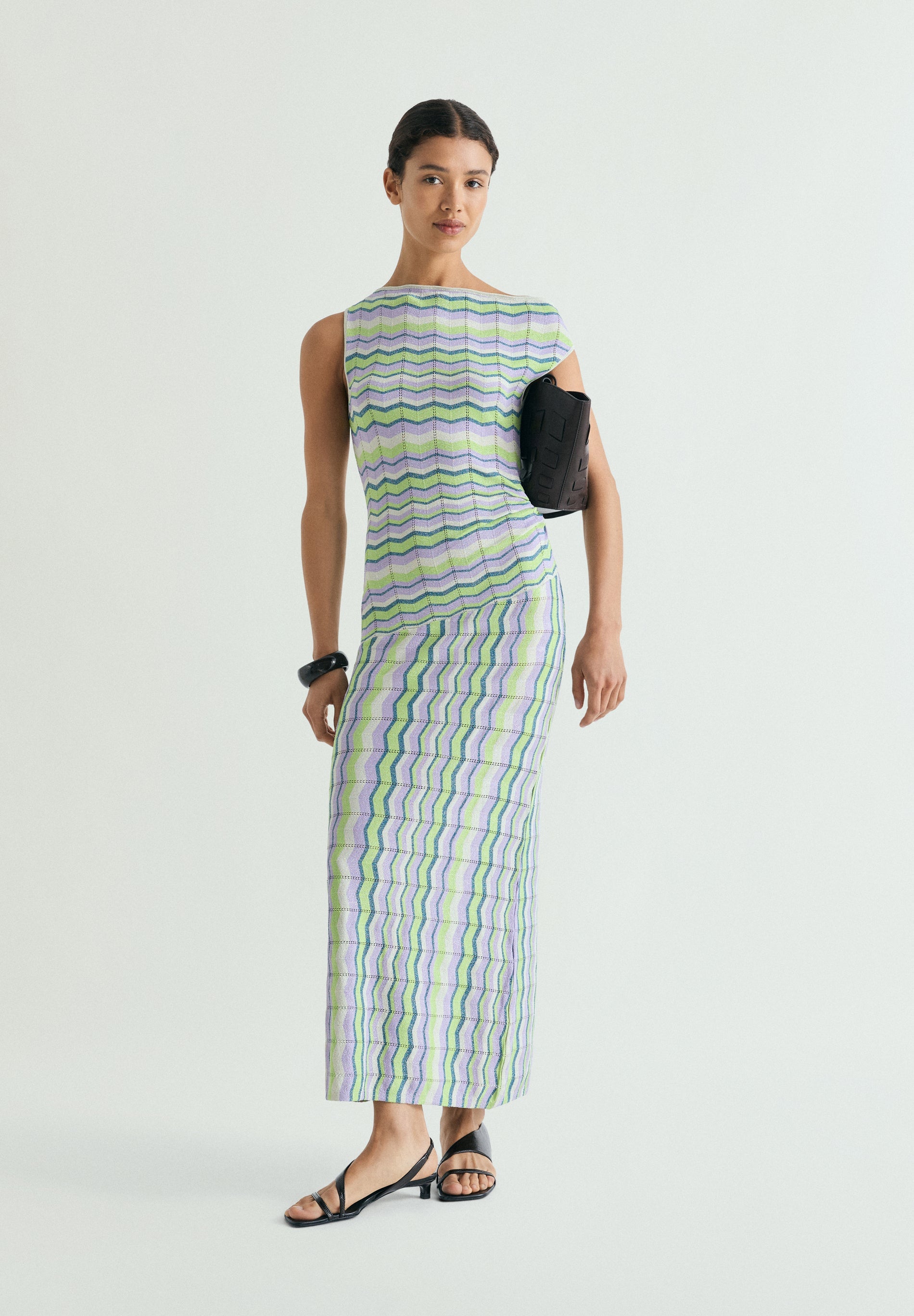 ZIGZAG KNIT MIDI DRESS